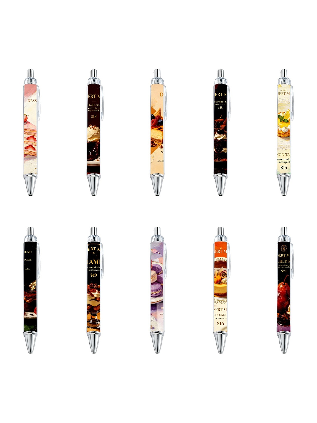 Multi Food Print Ballpoint Pens