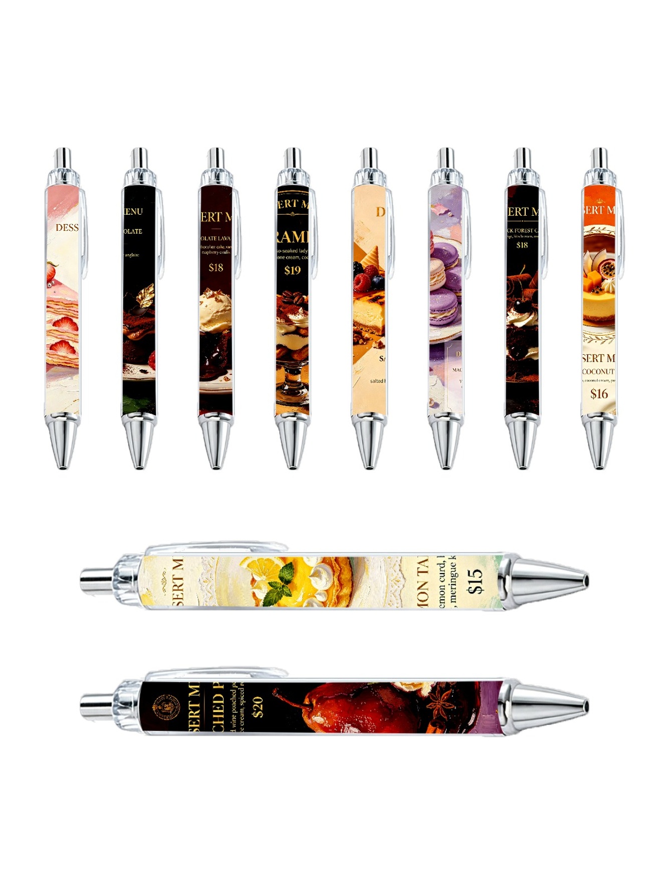 Multi Food Print Ballpoint Pens