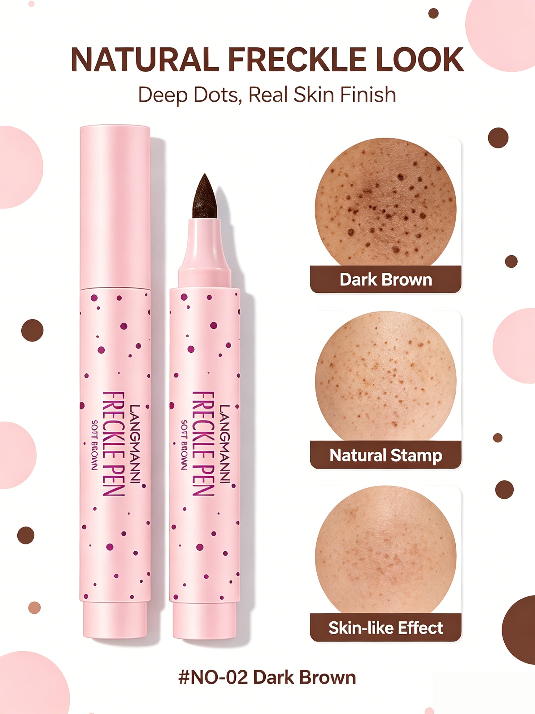 Natural Freckle Pen - Dark Brown, Smudge-Proof
