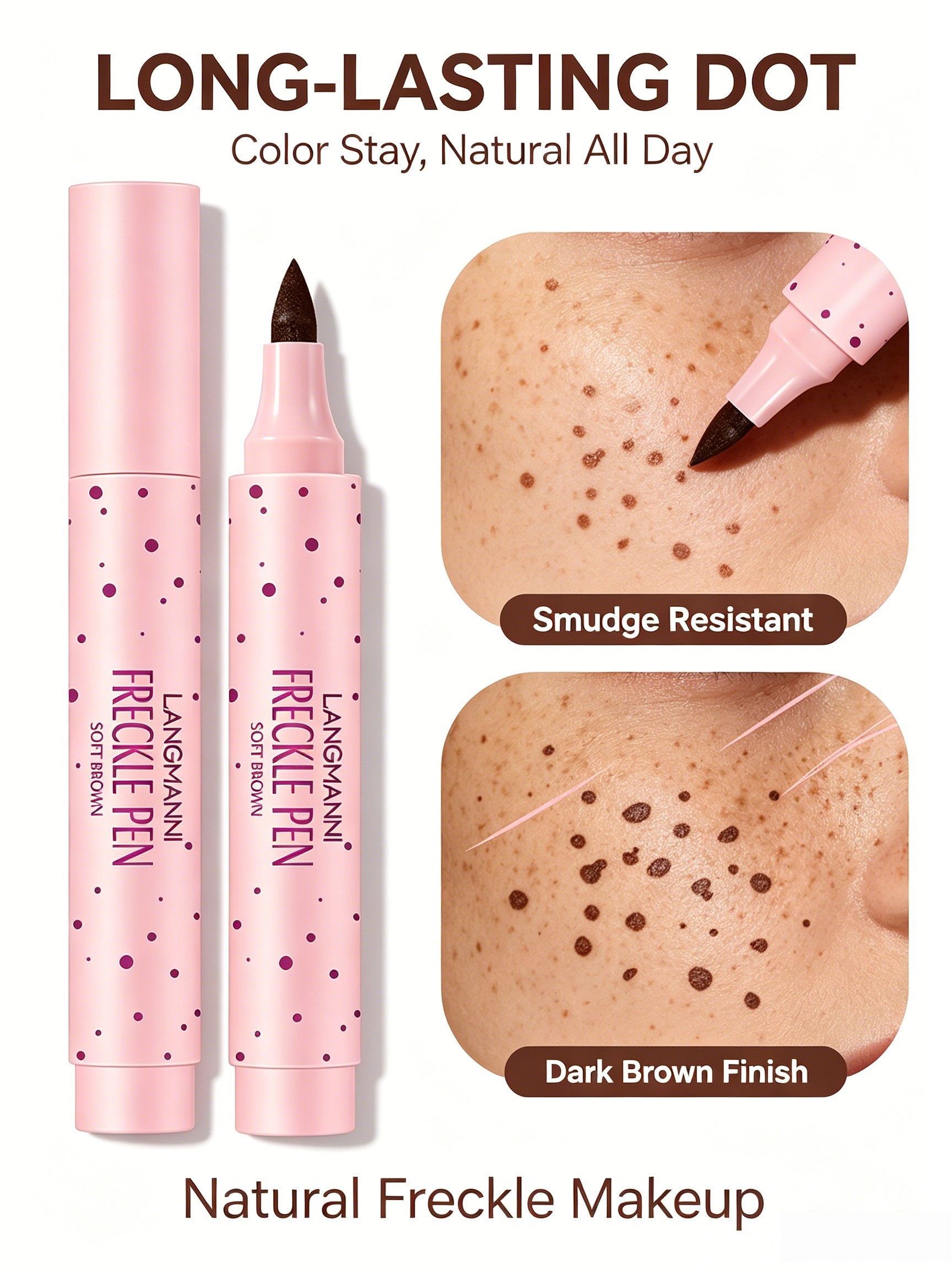 Natural Freckle Pen - Dark Brown, Smudge-Proof