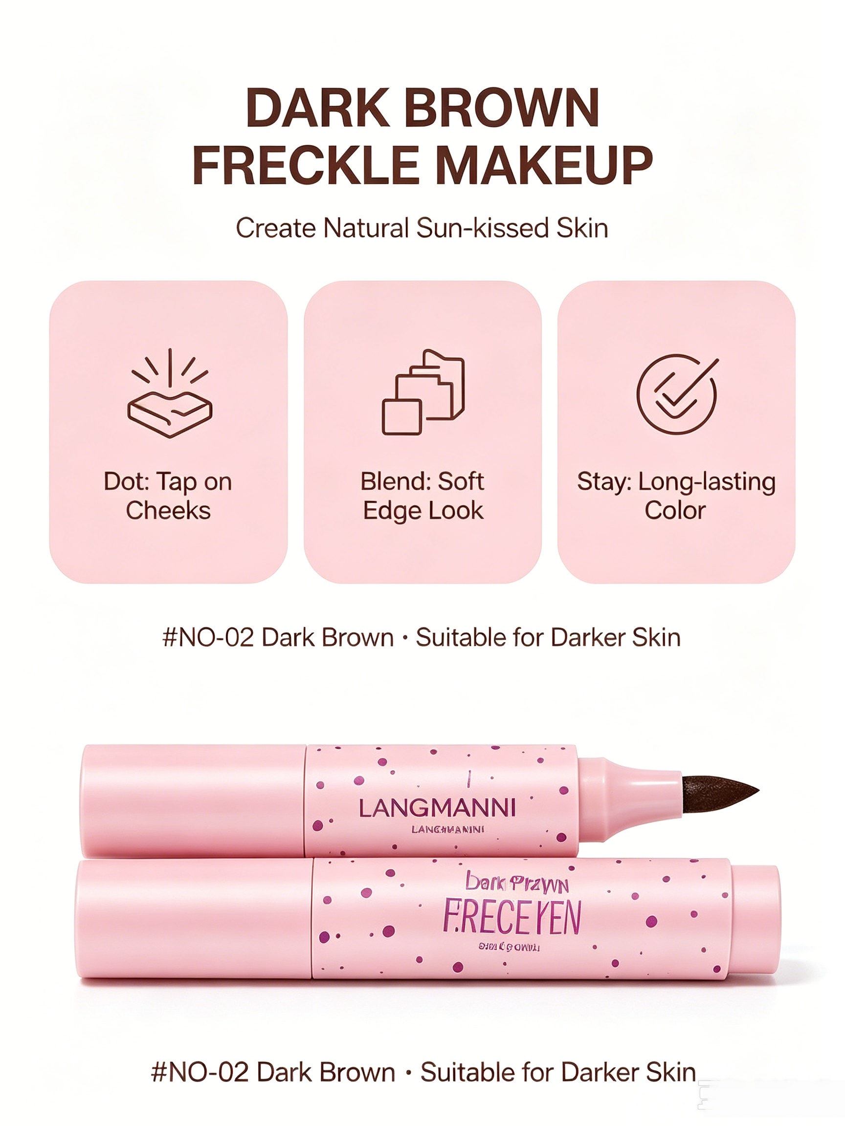 Natural Freckle Pen - Dark Brown, Smudge-Proof
