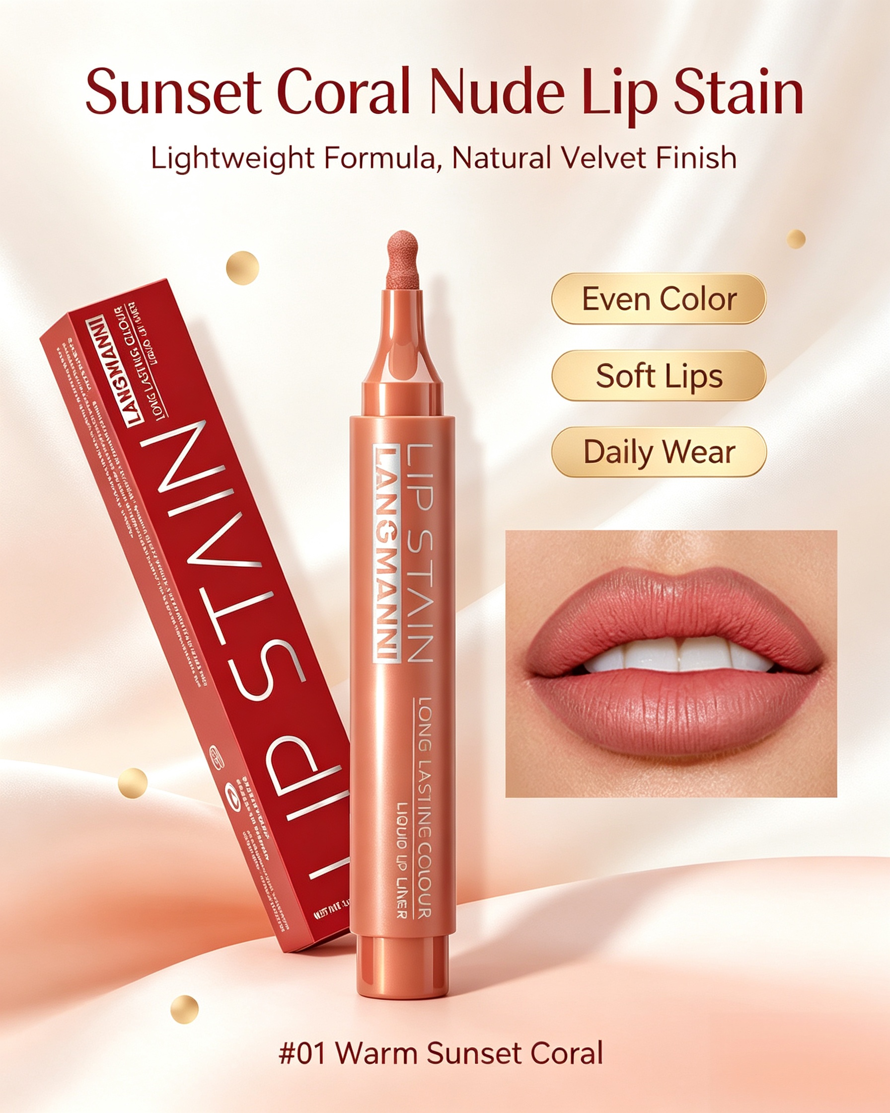 Lip Stain #01 Sunset Coral