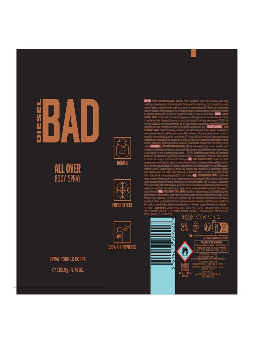 Bad 200Ml All Over Body Spray
