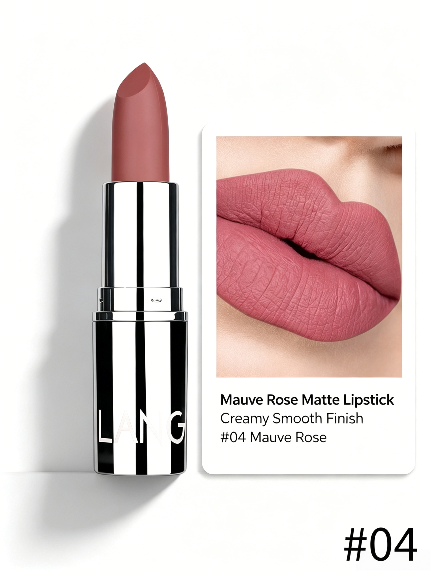 Mauve Rose Matte Lipstick - Creamy Smooth Dark Pink Finish #04