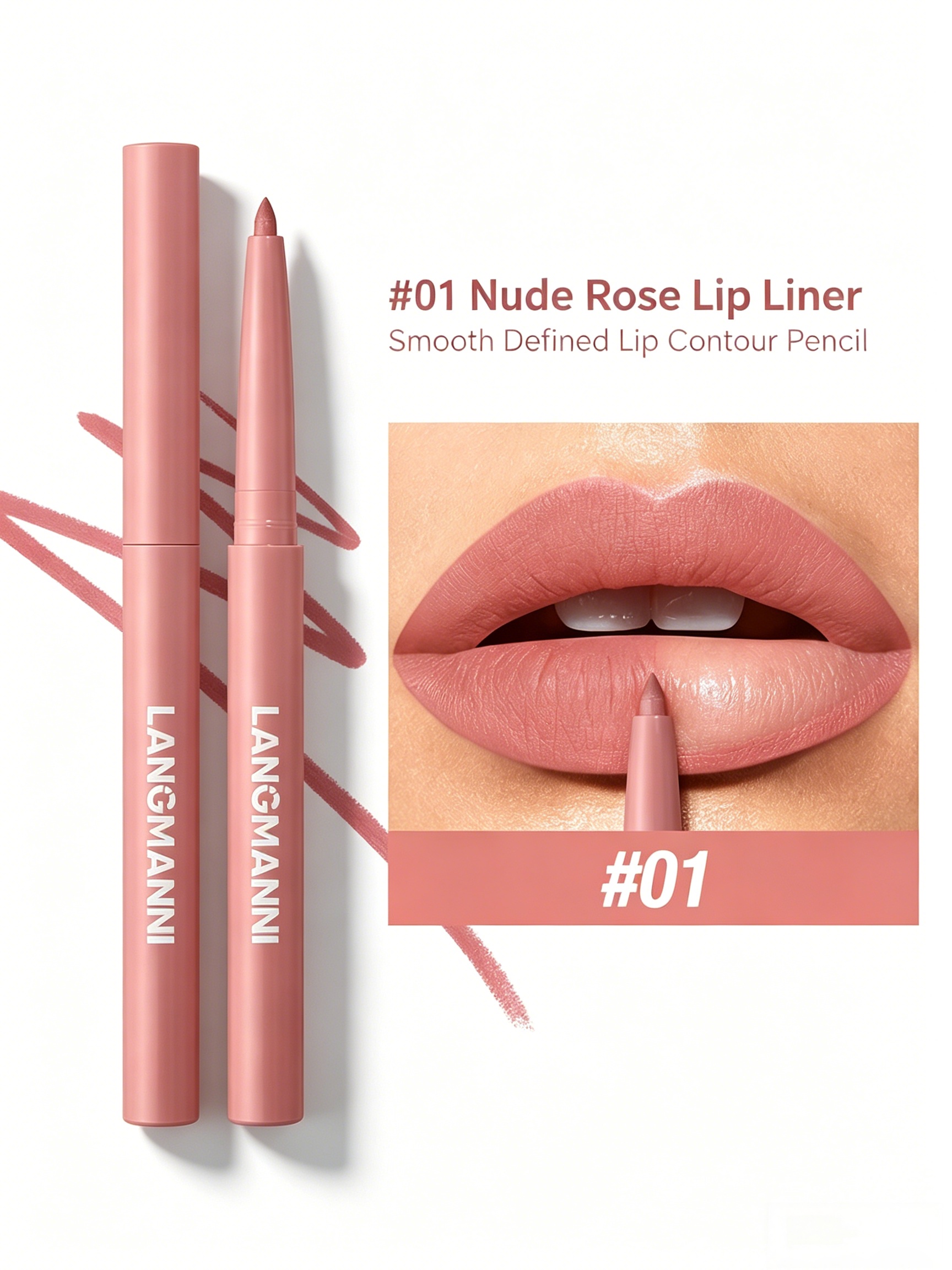 LANGMANNI #01 Nude Rose Matte Lip Liner - Smooth and Long-Lasting