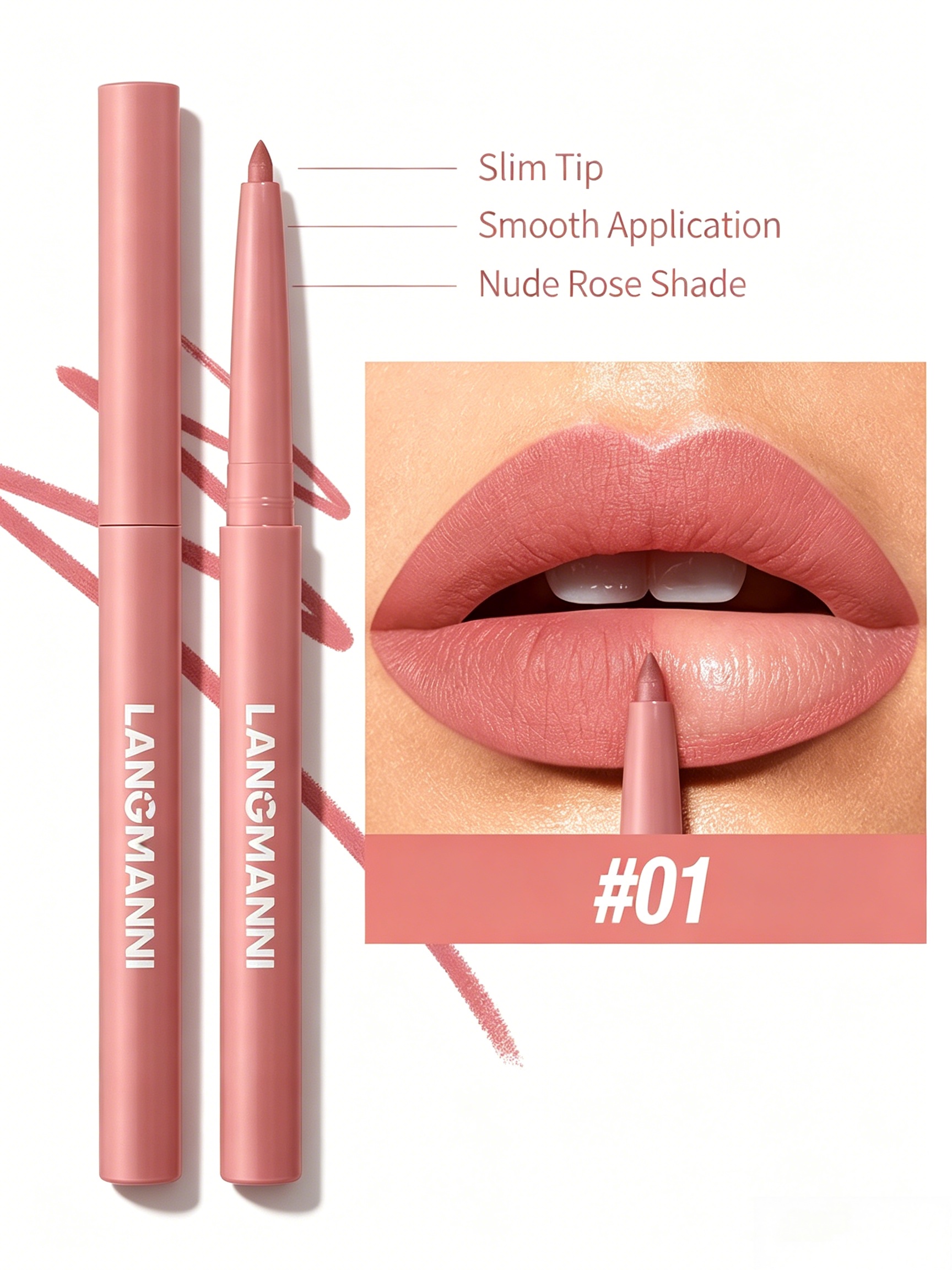 LANGMANNI #01 Nude Rose Matte Lip Liner - Smooth and Long-Lasting