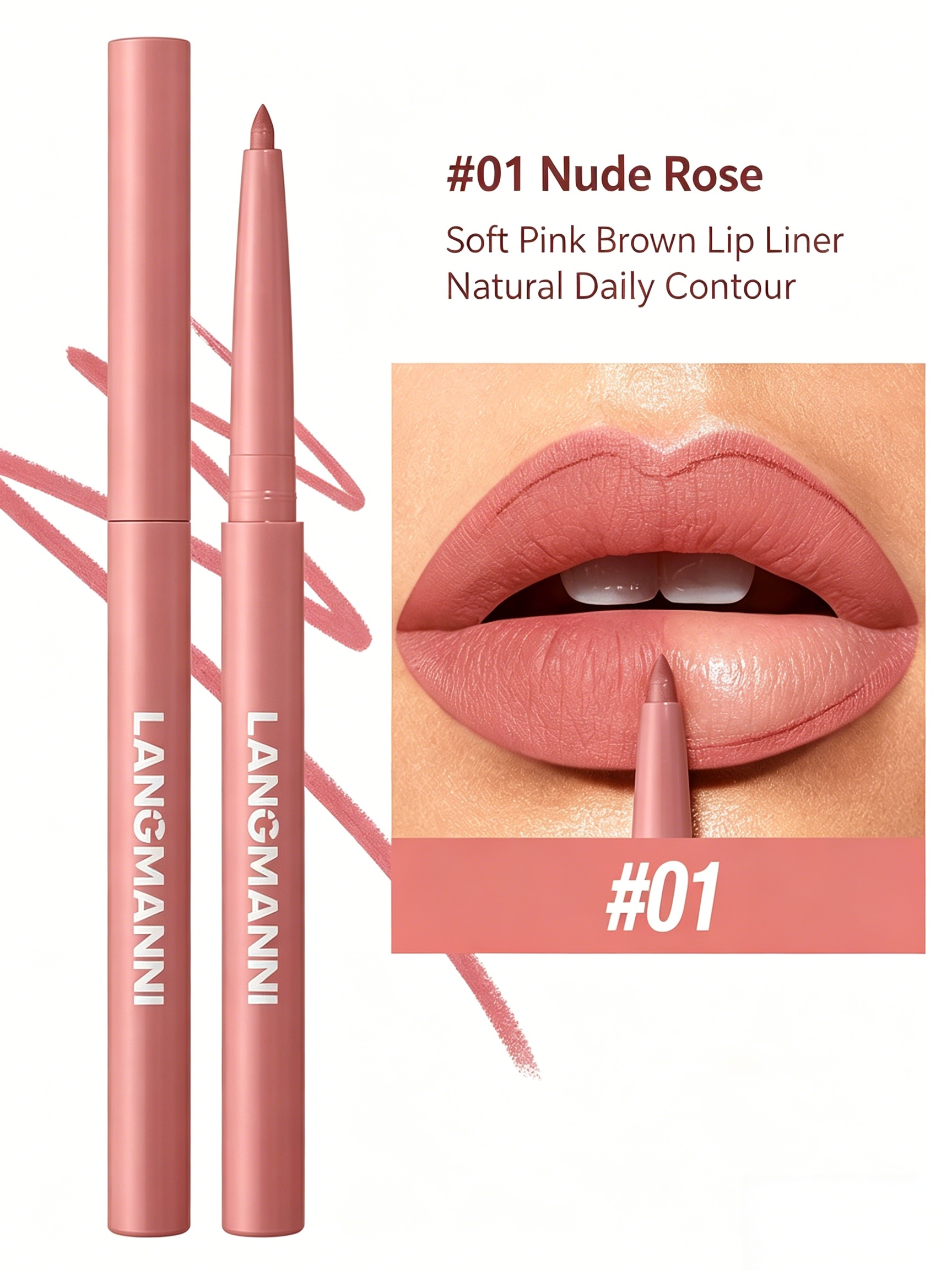 LANGMANNI #01 Nude Rose Matte Lip Liner - Smooth and Long-Lasting