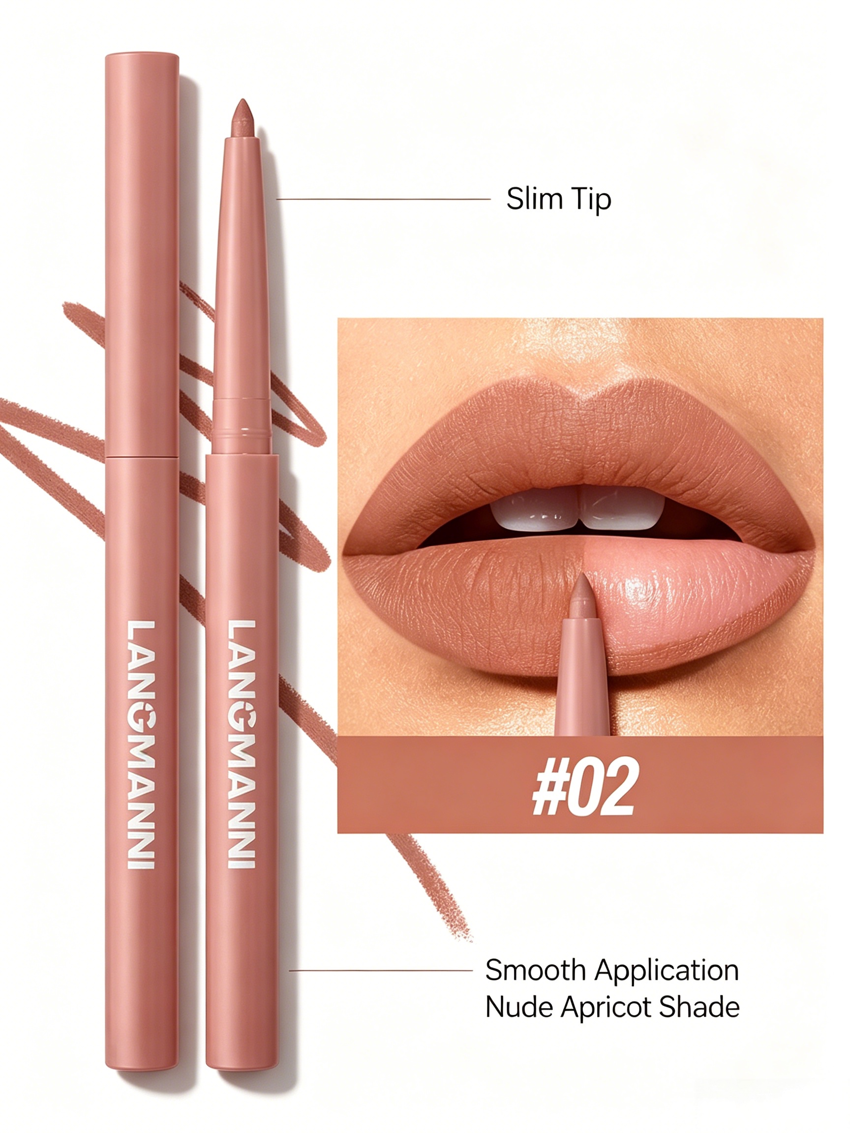 Nude Apricot Matte Lip Liner - Long-Lasting and Smudge-Proof