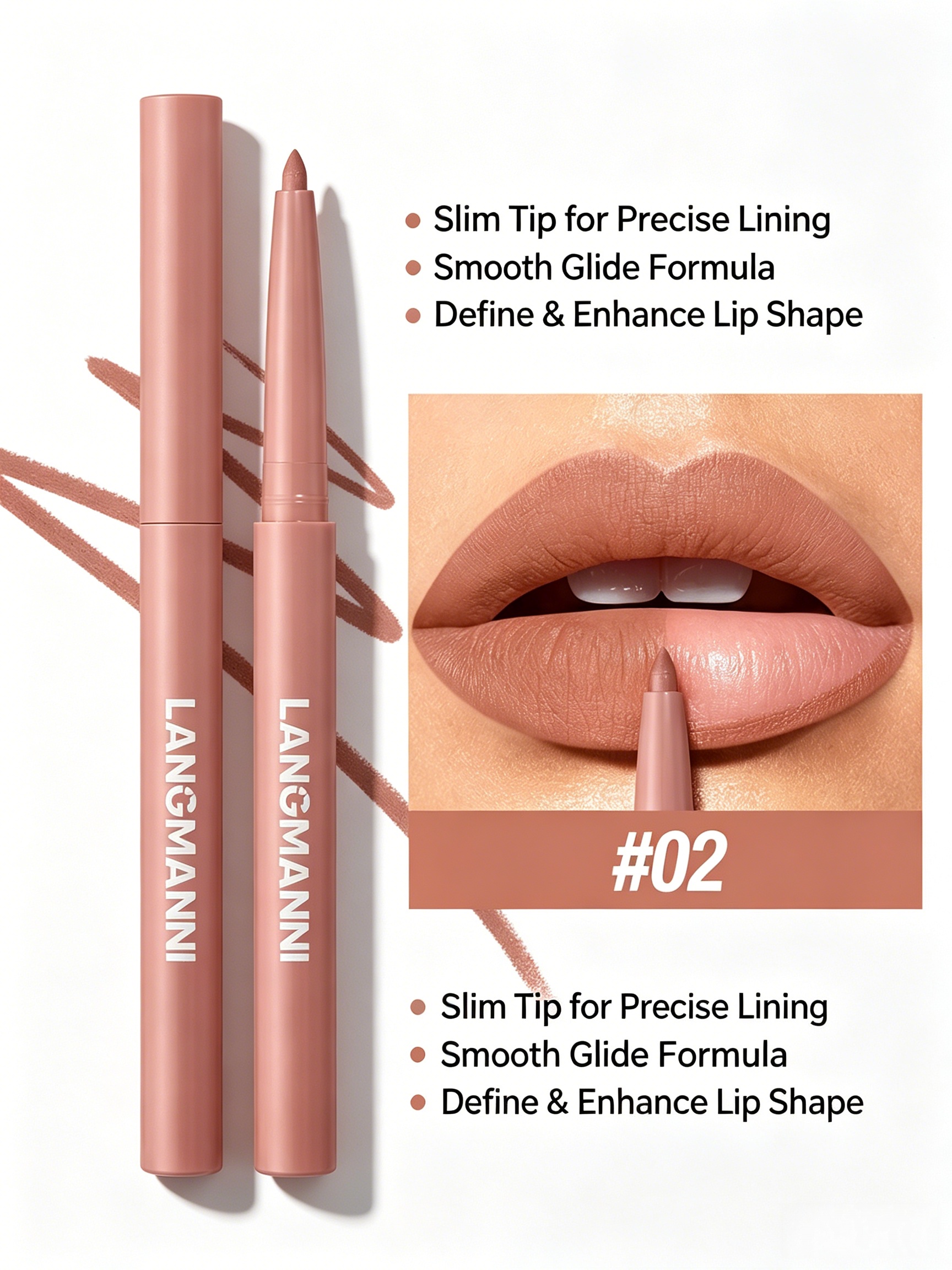 Nude Apricot Matte Lip Liner - Long-Lasting and Smudge-Proof