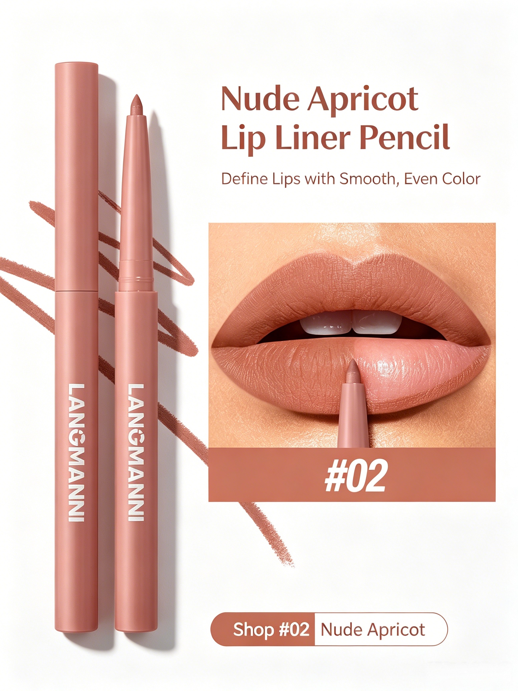 Nude Apricot Matte Lip Liner - Long-Lasting and Smudge-Proof