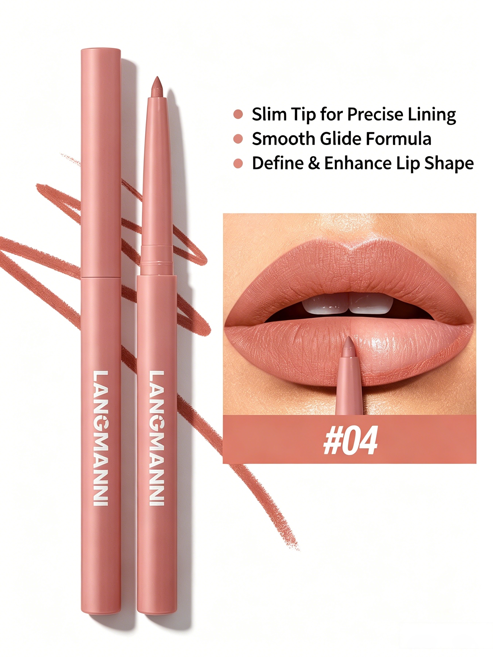 LANGMANNI Nude Matte Lip Liner Pen - Precision Defining and Long-Lasting