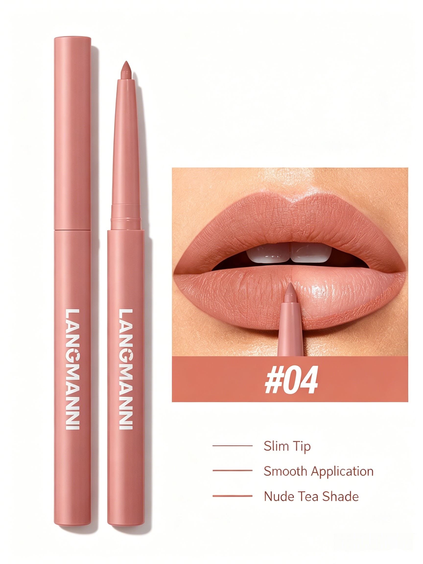 LANGMANNI Nude Matte Lip Liner Pen - Precision Defining and Long-Lasting