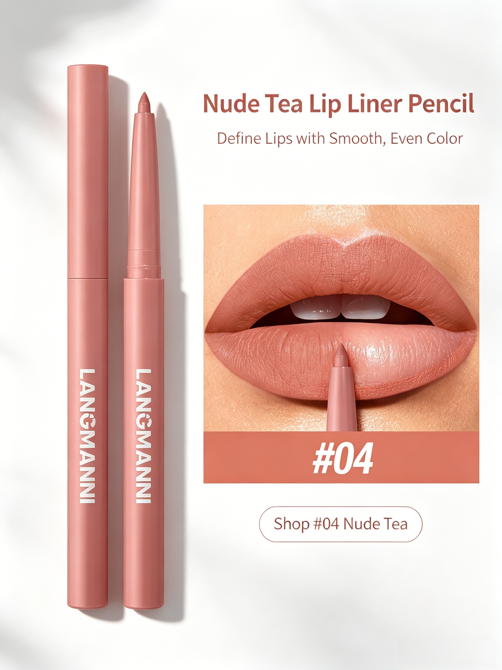 LANGMANNI Nude Matte Lip Liner Pen - Precision Defining and Long-Lasting
