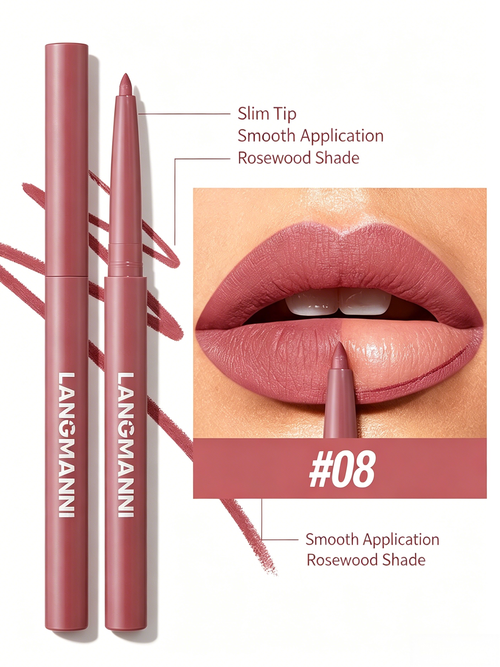 Rosewood Matte Nude Lip Liner - Long-Lasting and Defined Lip Contour