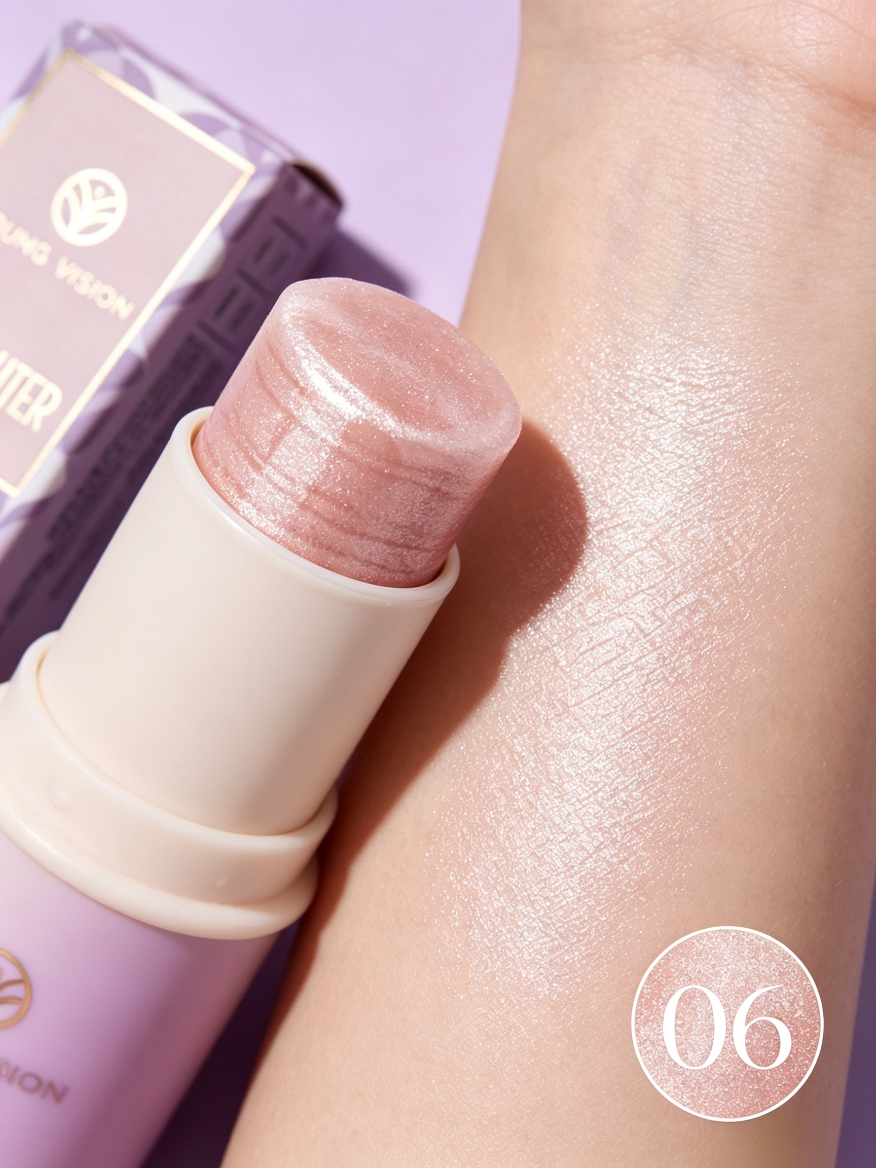 YOUNG VISION Luminous Pink Liquid Highlighter Stick - Long-Lasting Glow for Face and Body