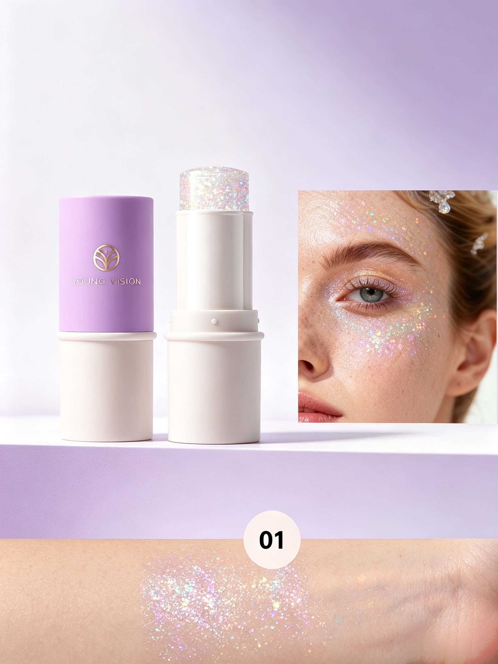 YOUNG VISION Dazzling Glitter Eyeshadow Stick - Long-Lasting Shimmer Eye Makeup for Radiant Looks