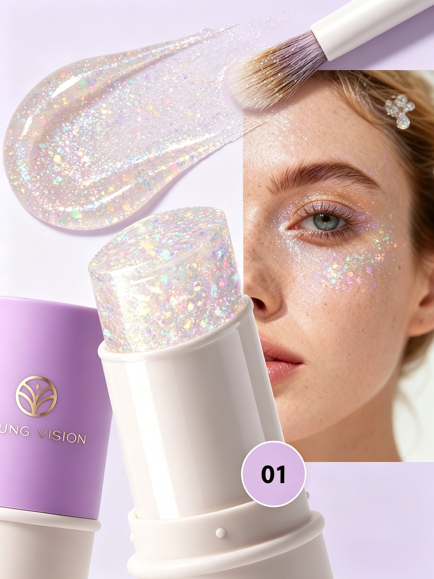 YOUNG VISION Dazzling Glitter Eyeshadow Stick - Long-Lasting Shimmer Eye Makeup for Radiant Looks