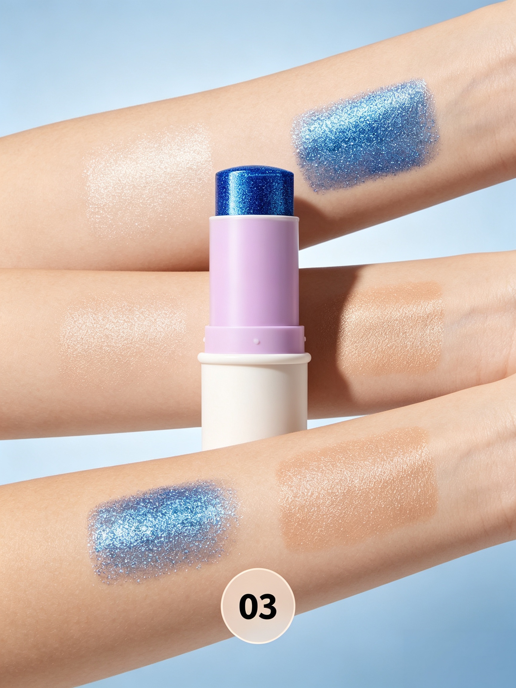 YOUNG VISION Shimmer Glitter Eyeshadow Stick - Waterproof Blue Metallic Eye Makeup Pencil