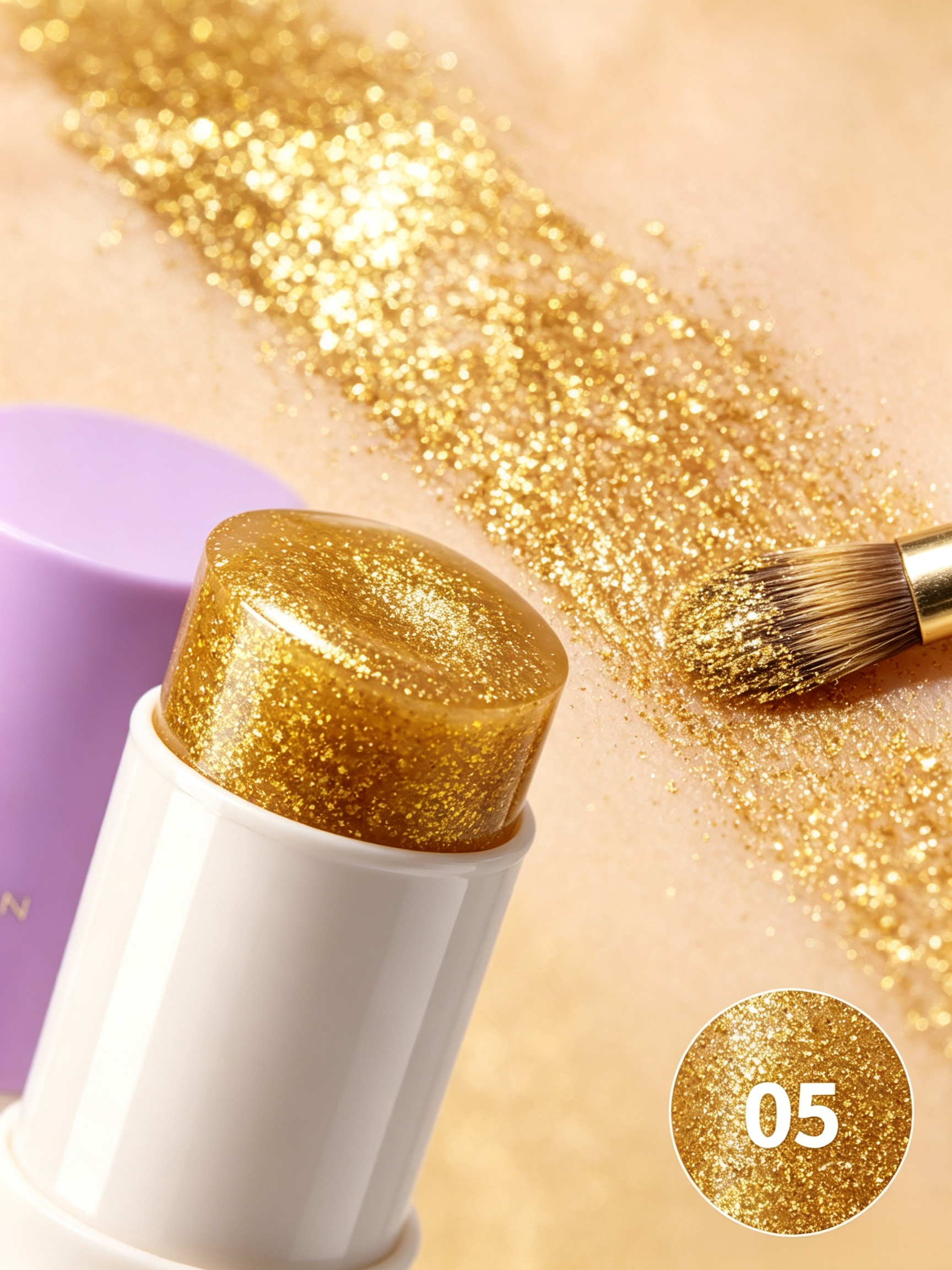 Young Vision Gold Glitter Eyeshadow Stick - Waterproof and Long-Lasting Cream Eye Makeup
