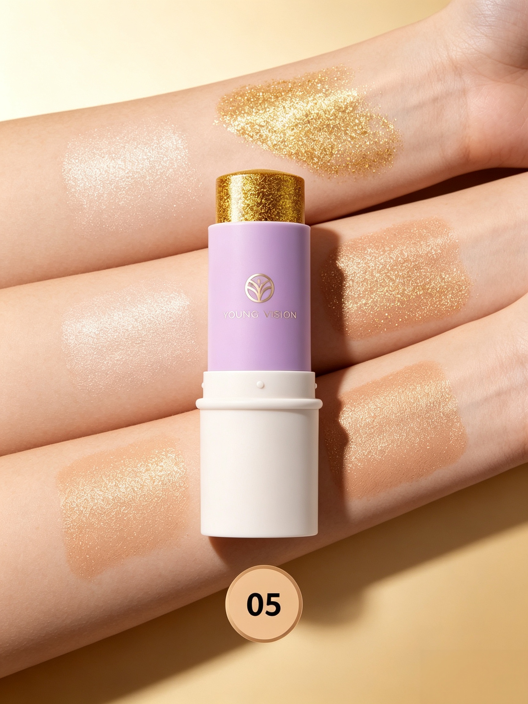 Young Vision Gold Glitter Eyeshadow Stick - Waterproof and Long-Lasting Cream Eye Makeup
