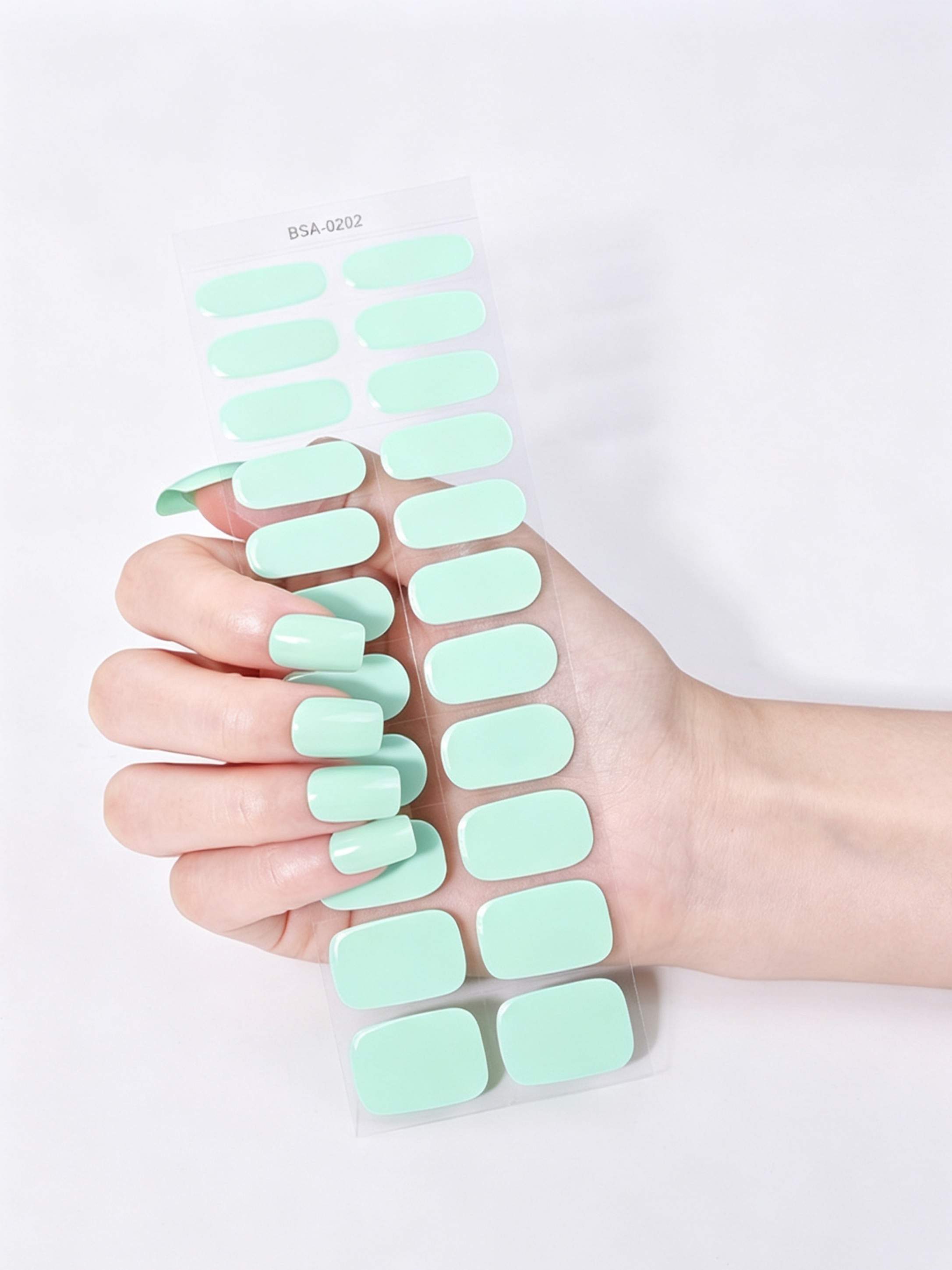 Glossy Mint Green Gel Nail Wraps - Easy Application