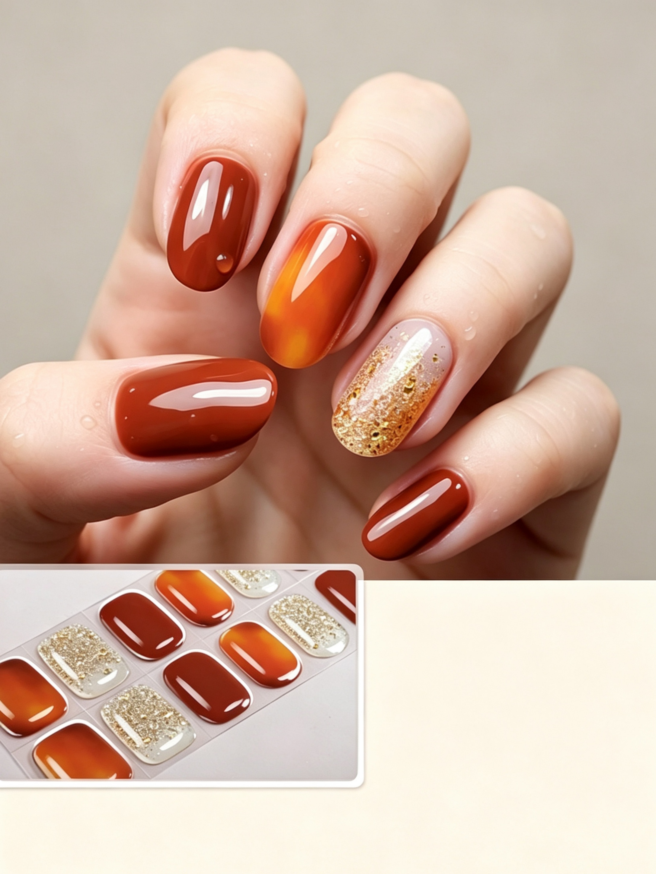 Glossy Multi-Color Gel Nail Wraps - Easy and Waterproof