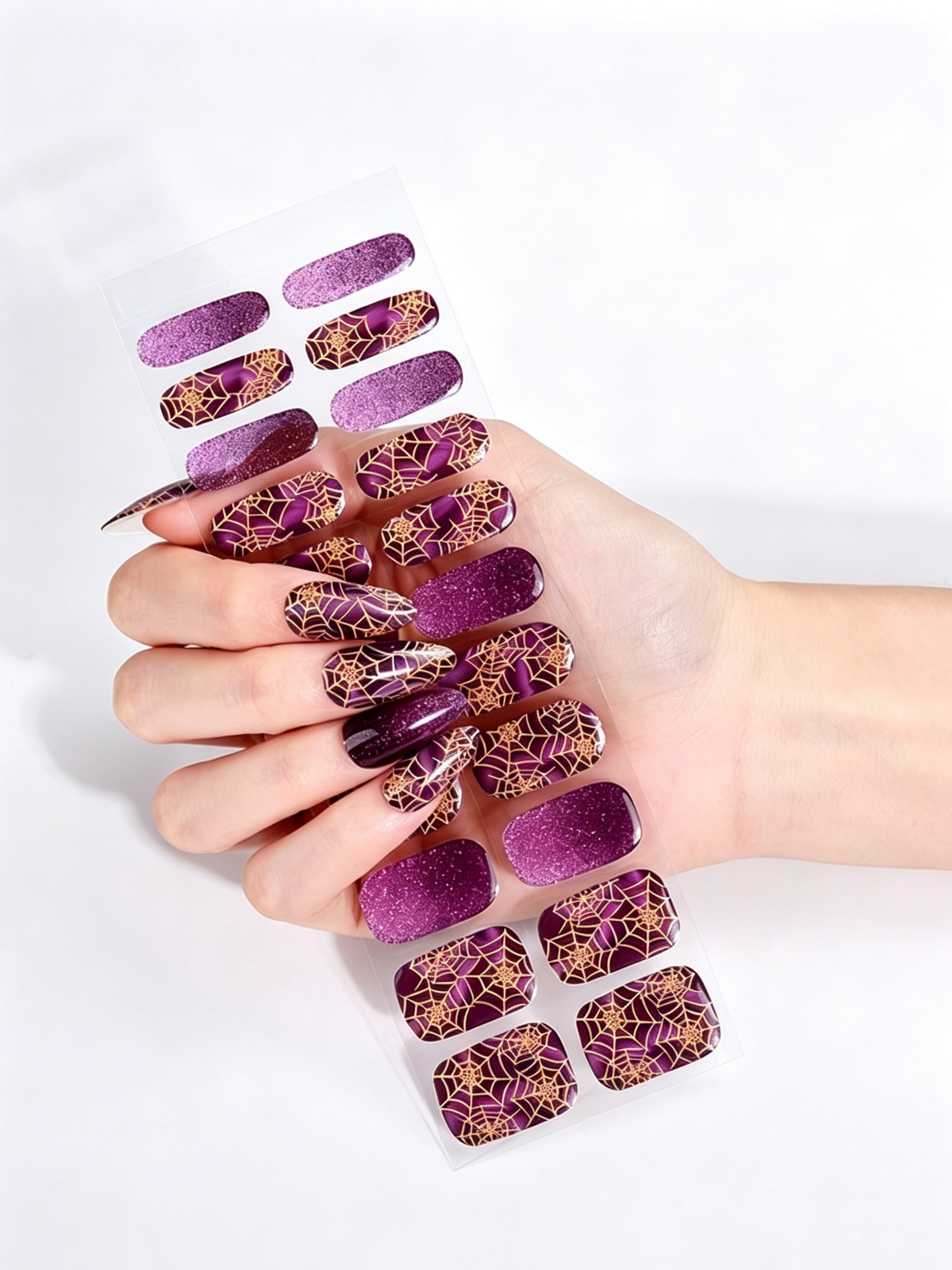 Halloween Spiderweb and Glitter Gel Nail Wraps