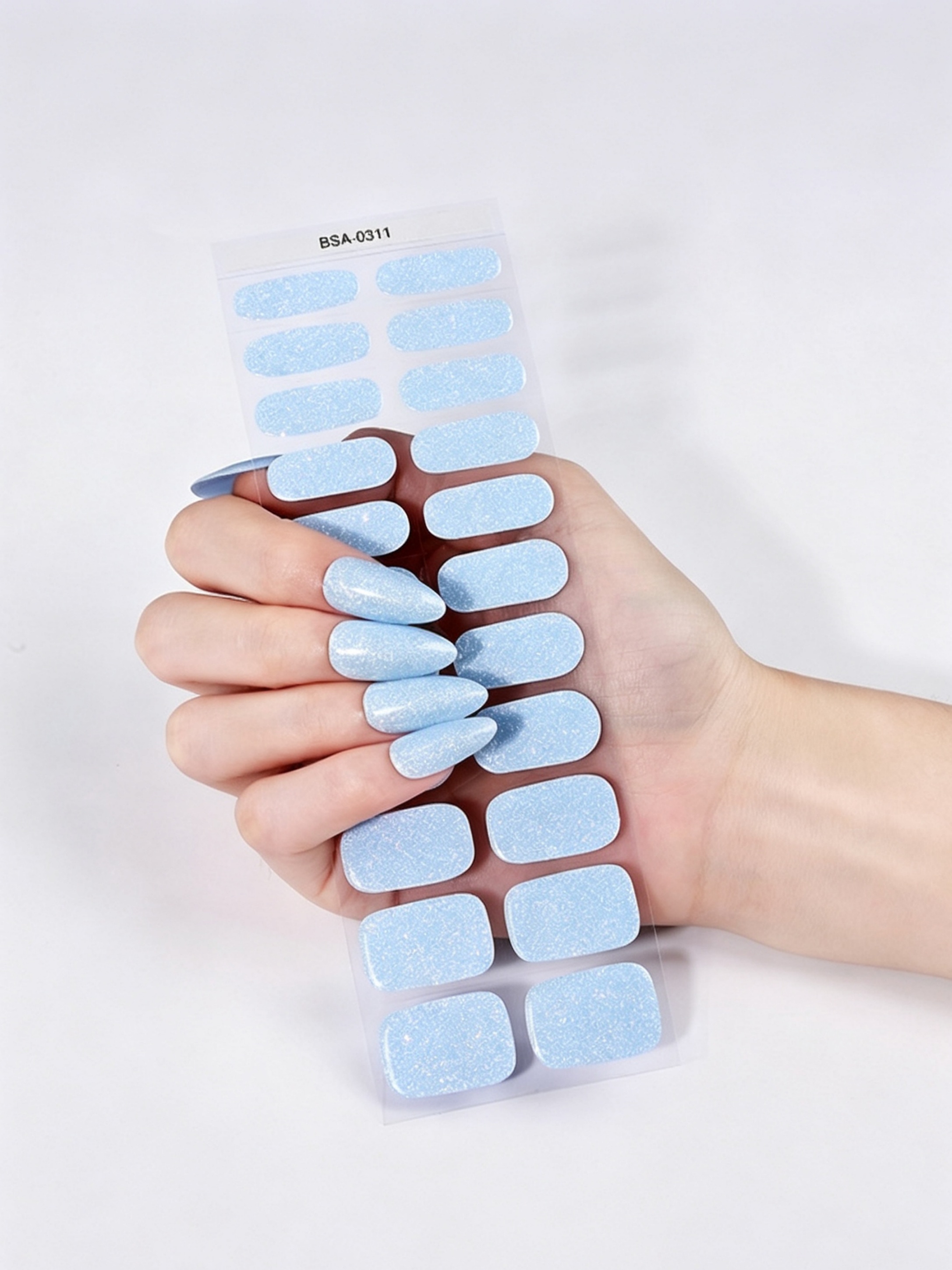 Sparkling Blue Glitter Nail Wraps - Easy and Glossy Finish