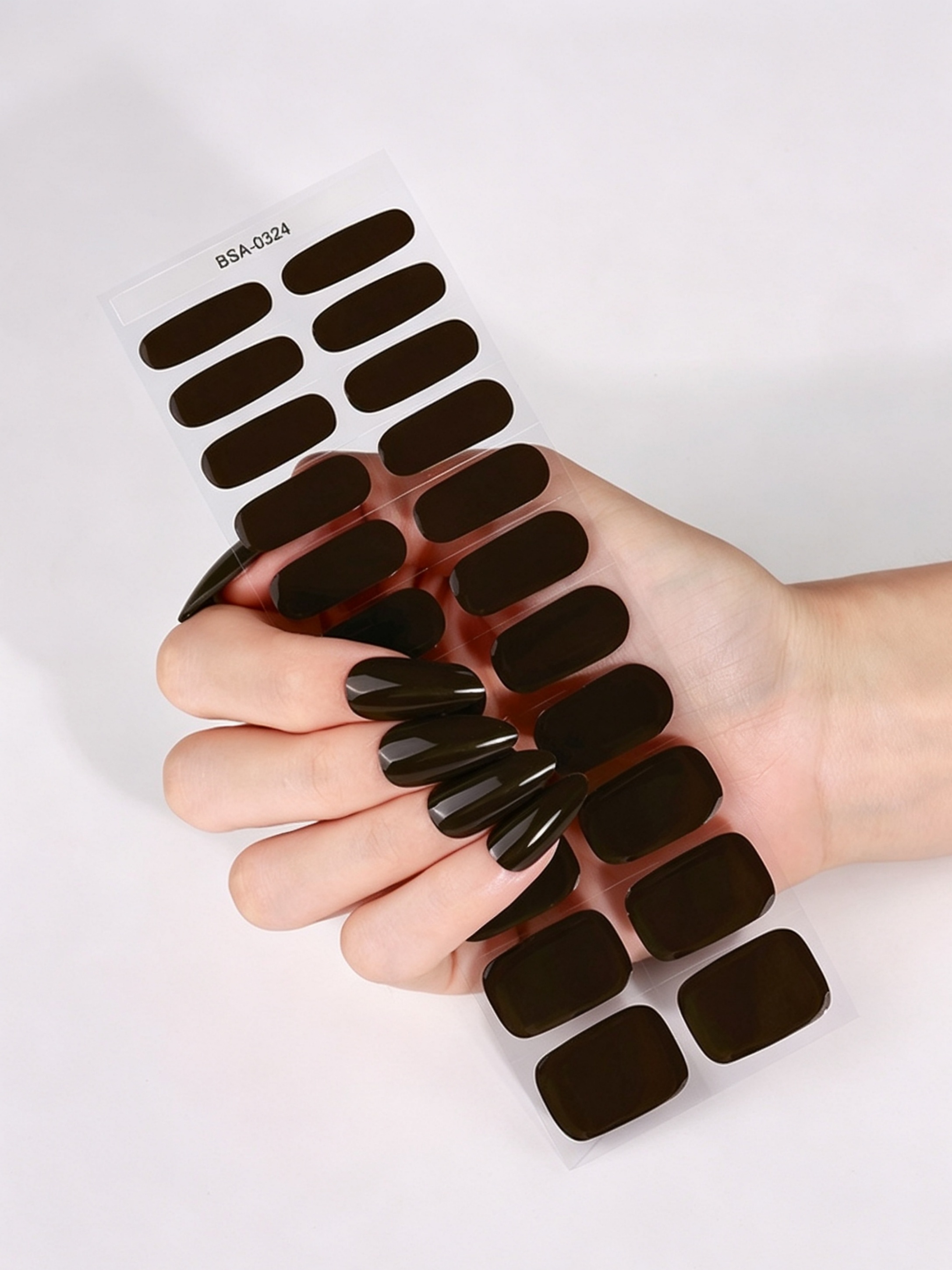 Glossy Black Full Cover Nail Wraps (No-UV)