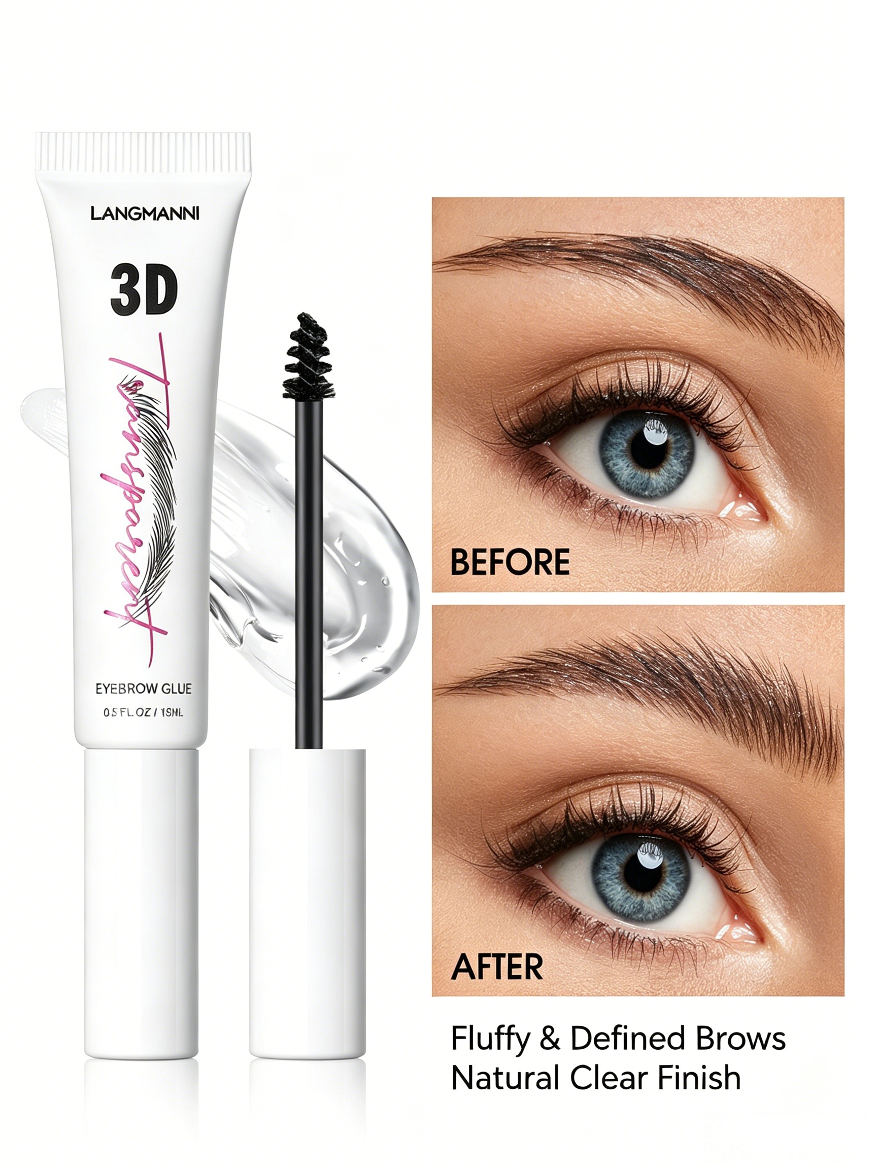 LANGMANNI 3D Transparent Eyebrow Gel for Long-Lasting Brow Styling