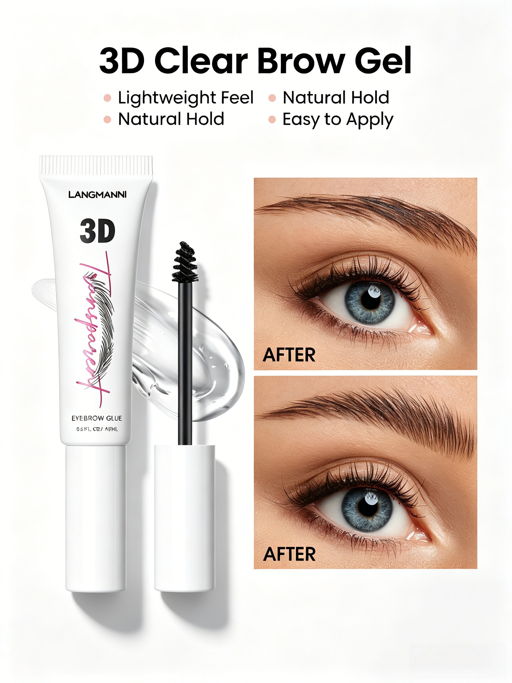 LANGMANNI 3D Transparent Eyebrow Gel for Long-Lasting Brow Styling