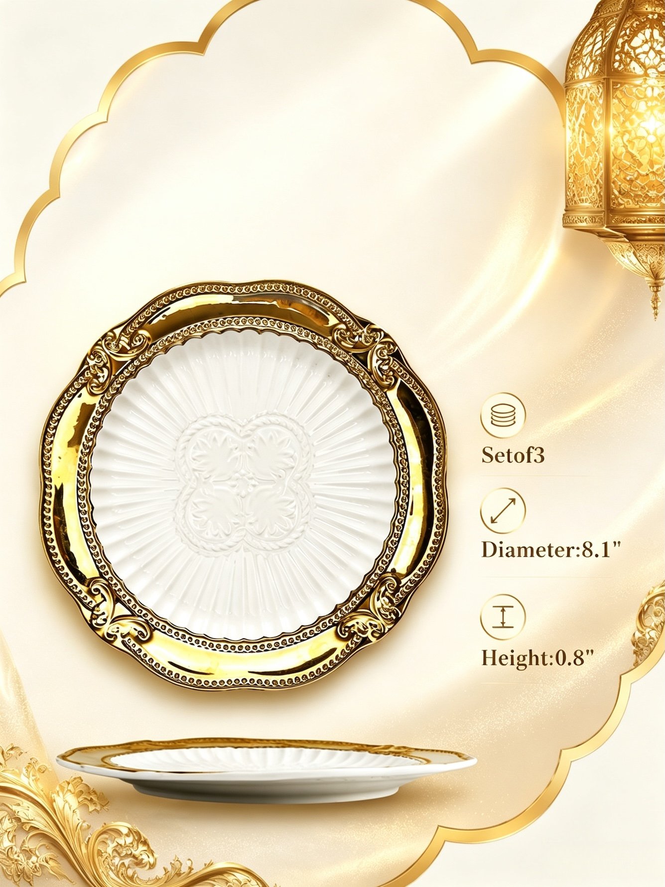 White Embroidered Plates