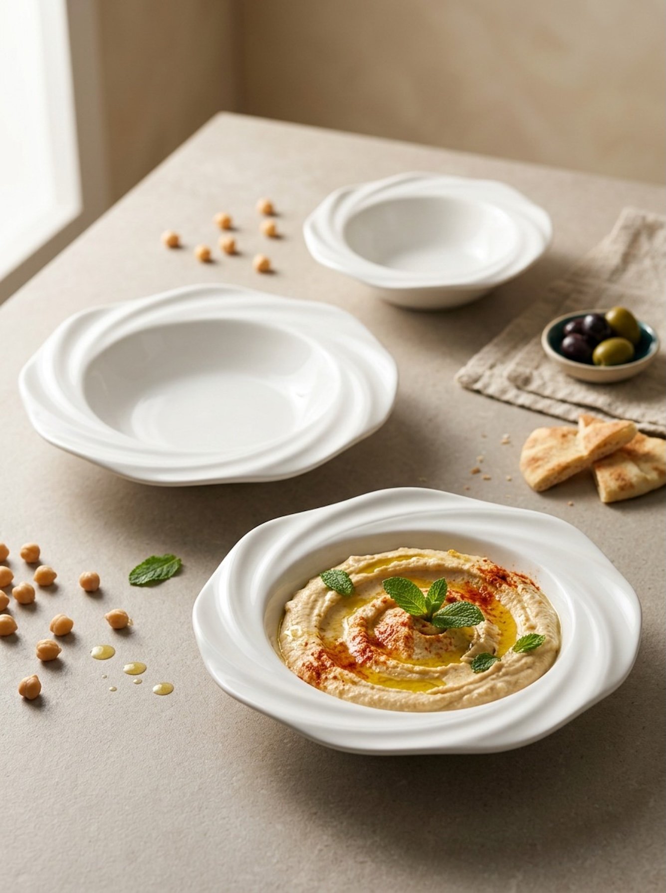 أطباق بيضاء سادة