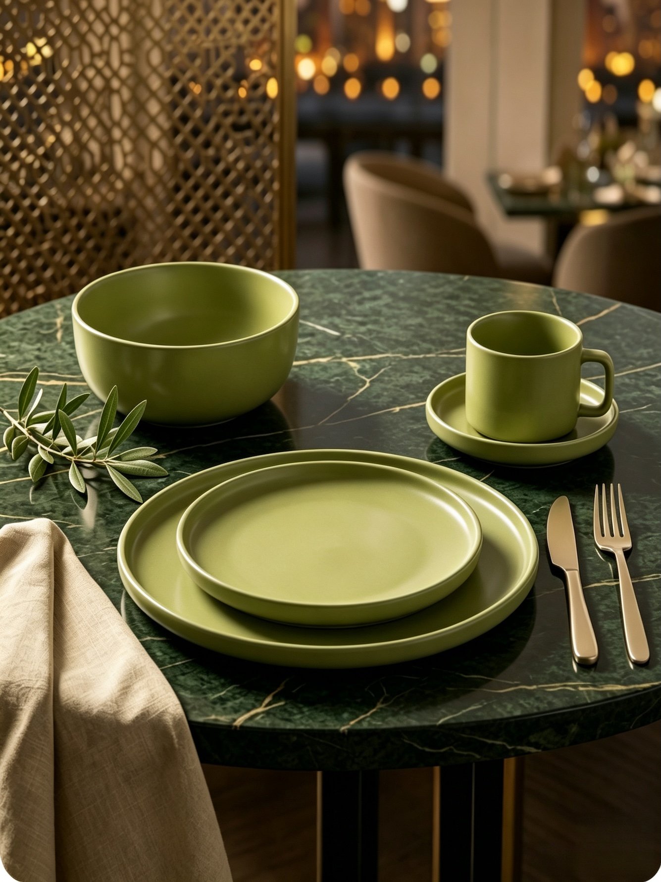 Green Solid Dinnerware Set