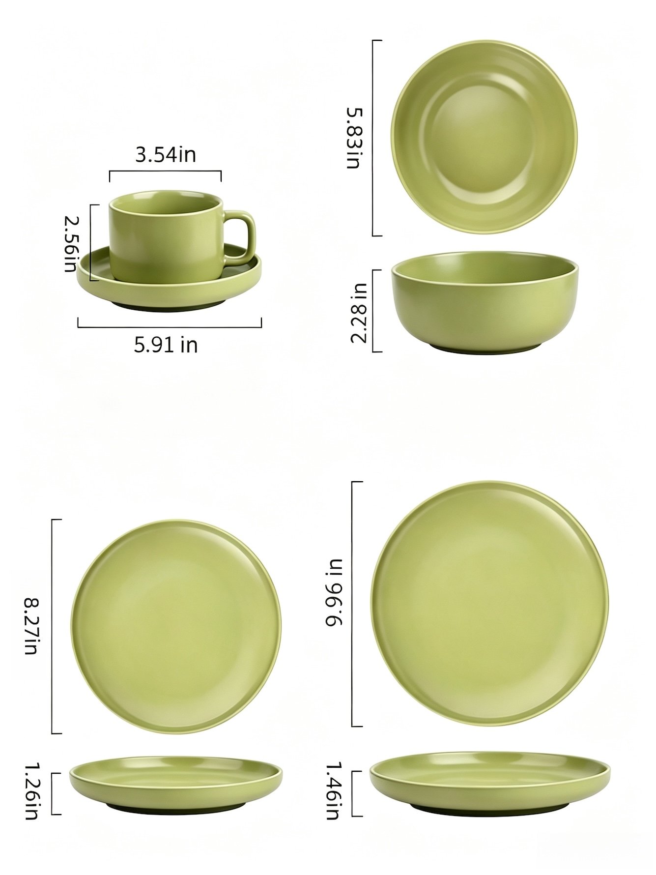 Green Solid Dinnerware Set