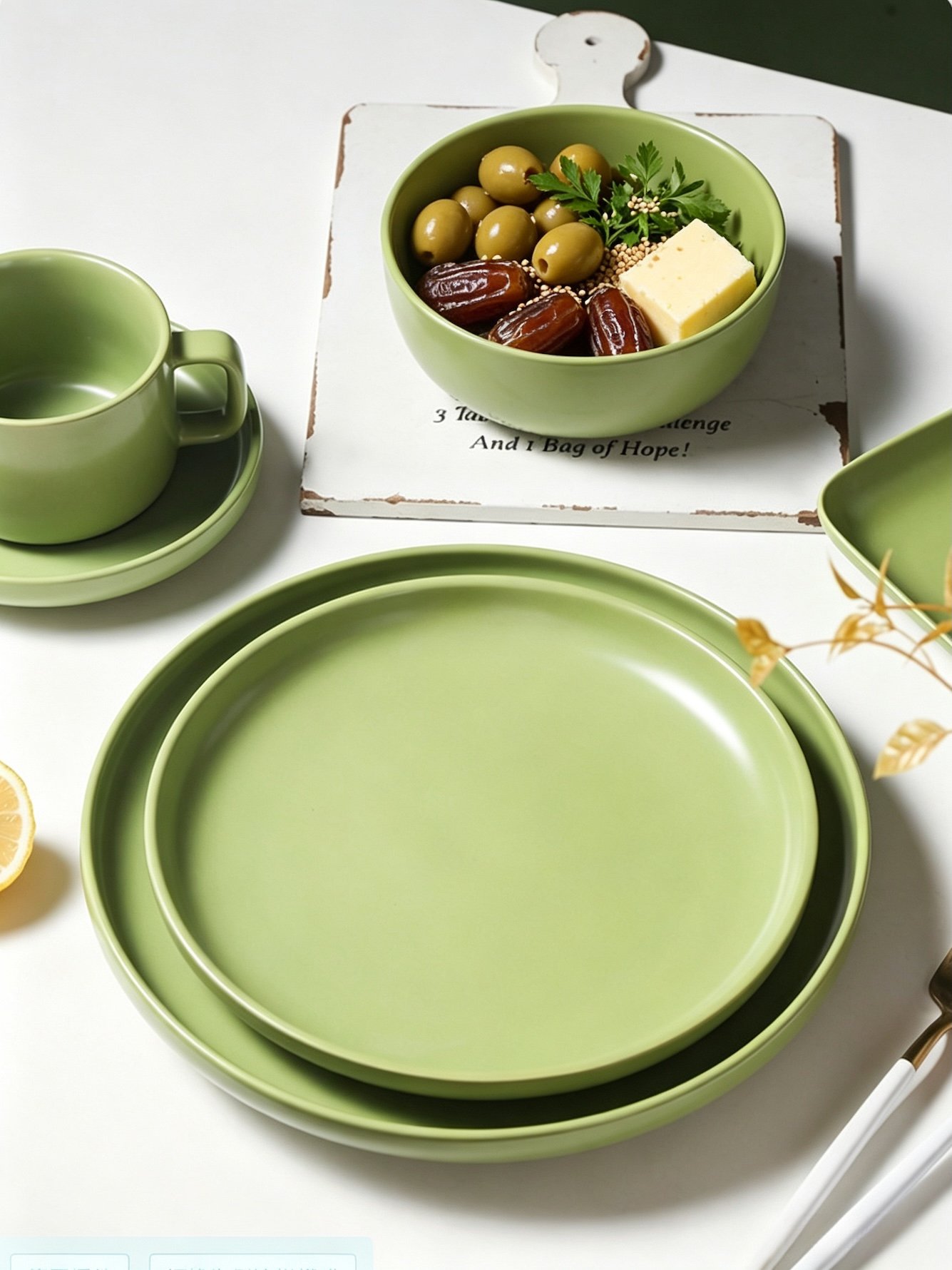 Green Solid Dinnerware Set