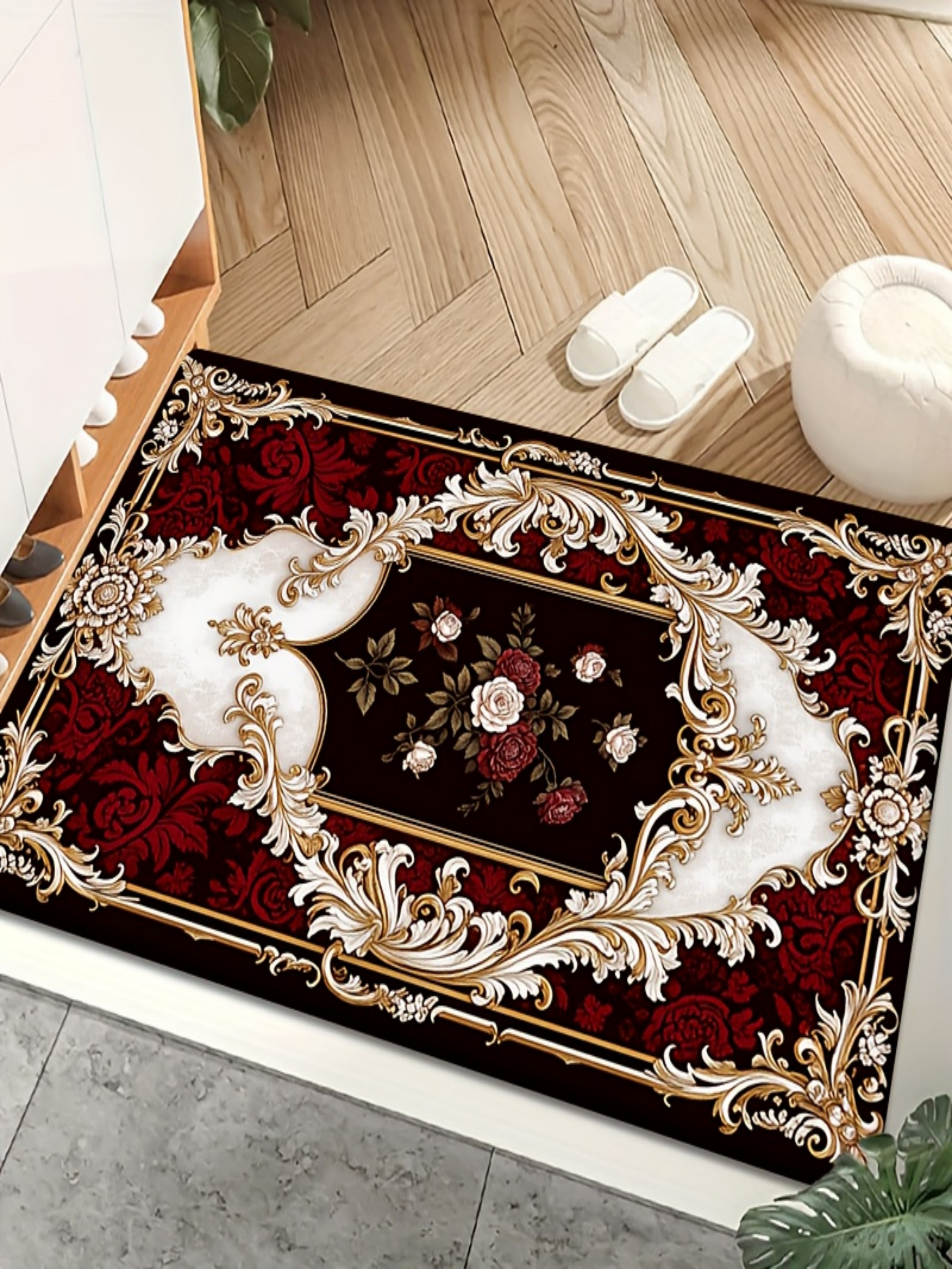 حصيرة حمام مانعة للانزلاق بنمط علم مربعات أسود وأبيض، 40*60 سم