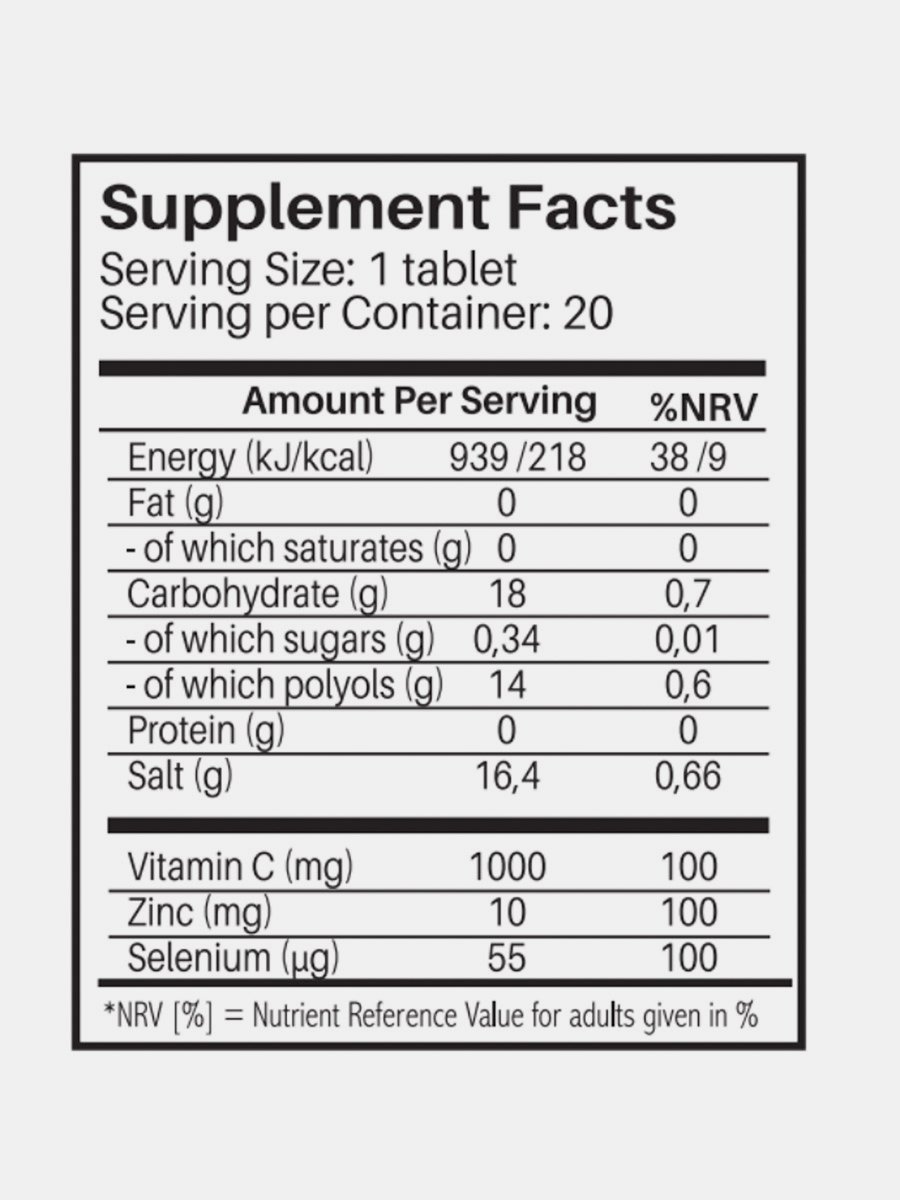 Sugar-Free Immune Support Vitamin C, Zinc and Selenium Effervescent / Orange Flavor / 20 Tablets