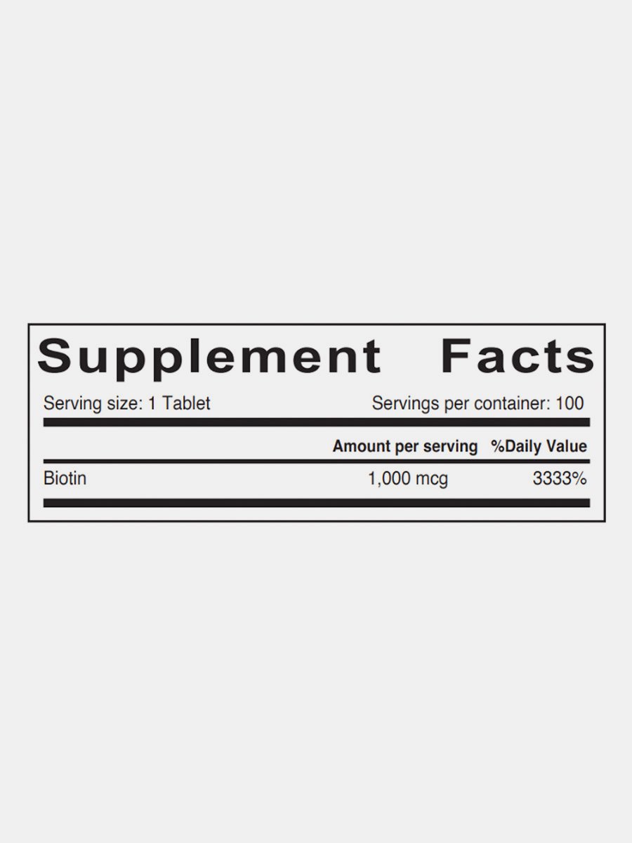 Biotin 1000 MCG / 100 Tablets