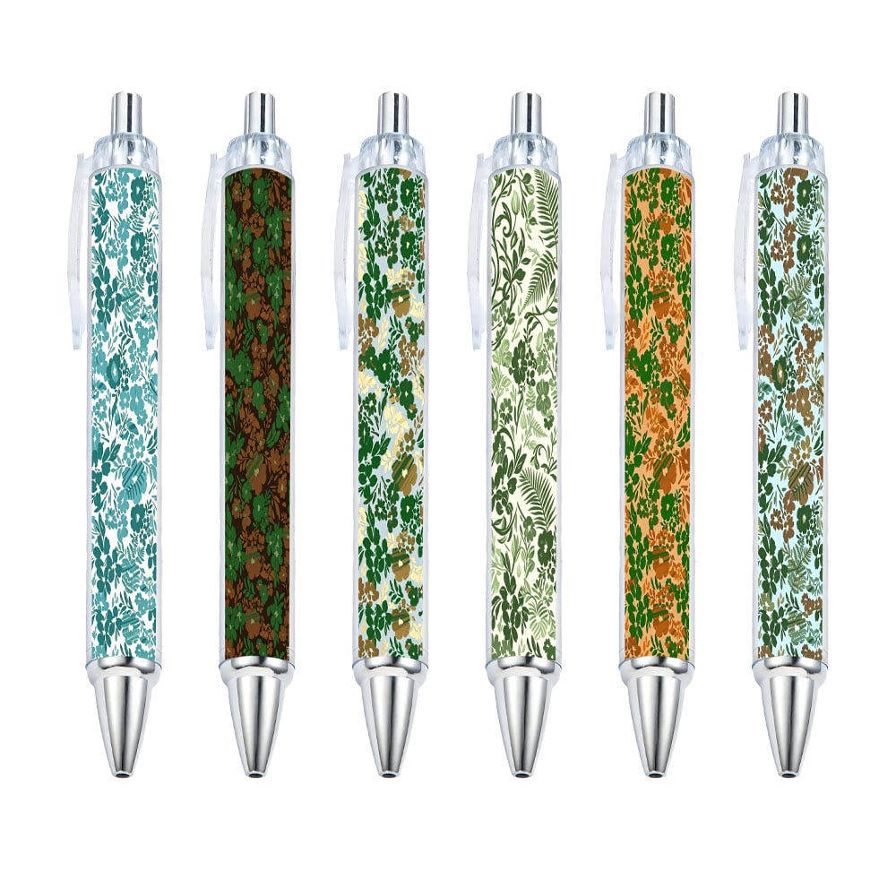 Floral Patterned Ballpoint Pens - Set of 10