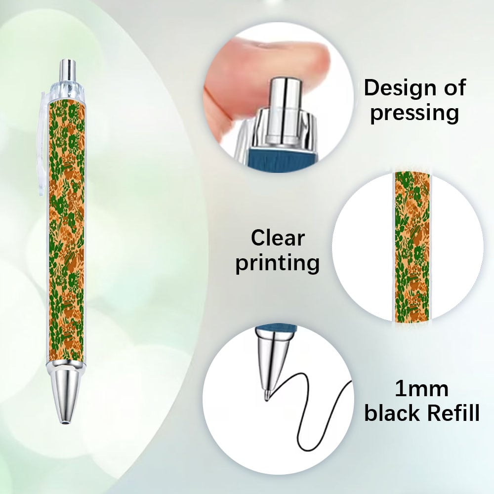 Floral Patterned Ballpoint Pens - Set of 10