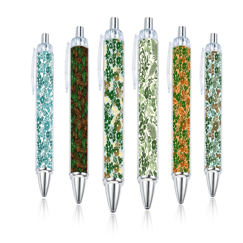 Floral Patterned Ballpoint Pens - Set of 10