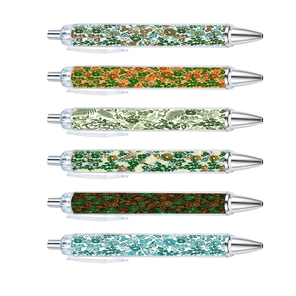 Floral Patterned Ballpoint Pens - Set of 10