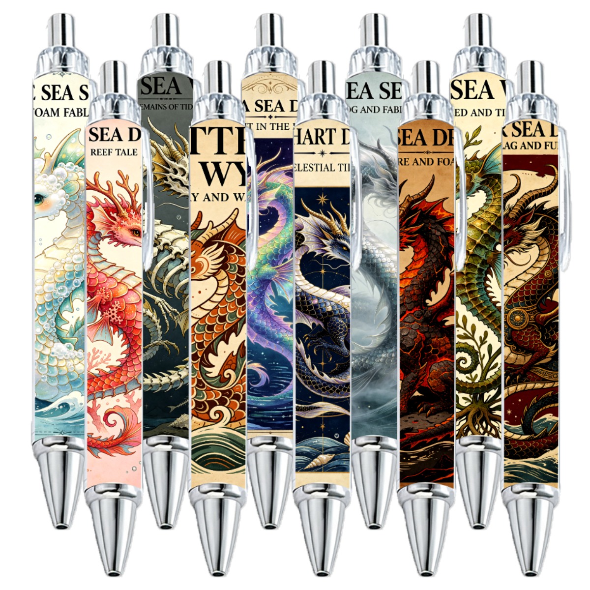 Mythical Sea Dragon Ballpoint Pens - 10-Piece