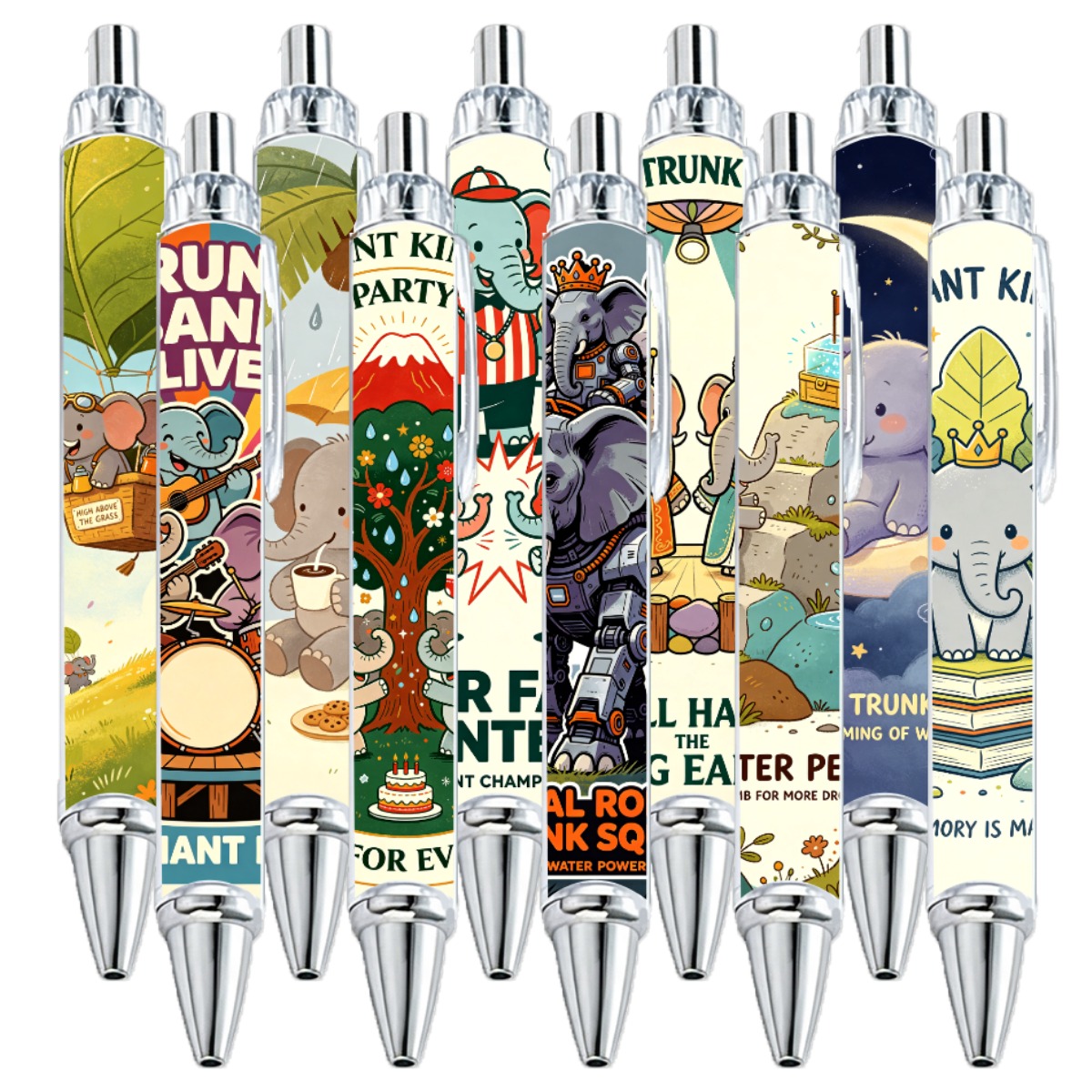 Elephant Theme Gel Pens - 10-Pack
