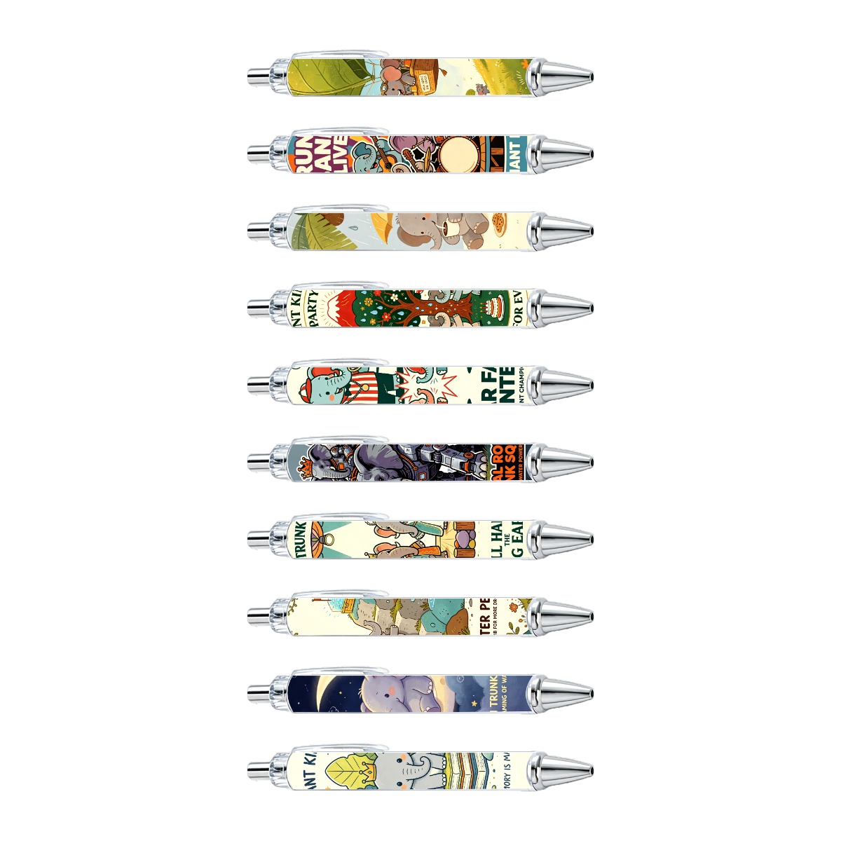 Elephant Theme Gel Pens - 10-Pack