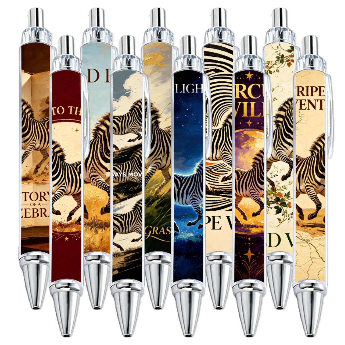 10Pcs Running Zebra Theme Gel Pen