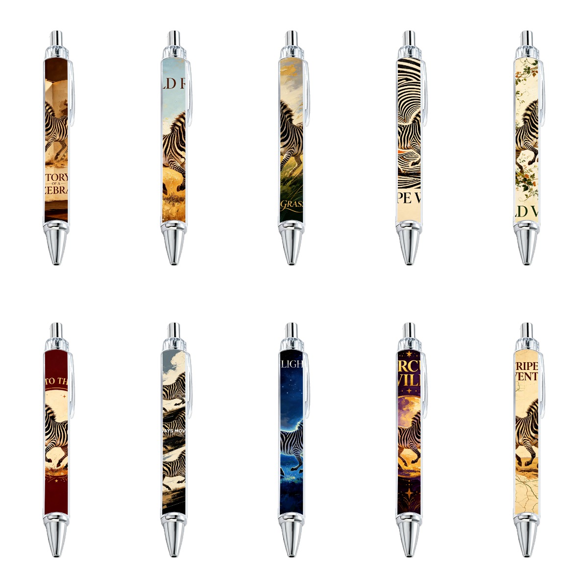 10Pcs Running Zebra Theme Gel Pen