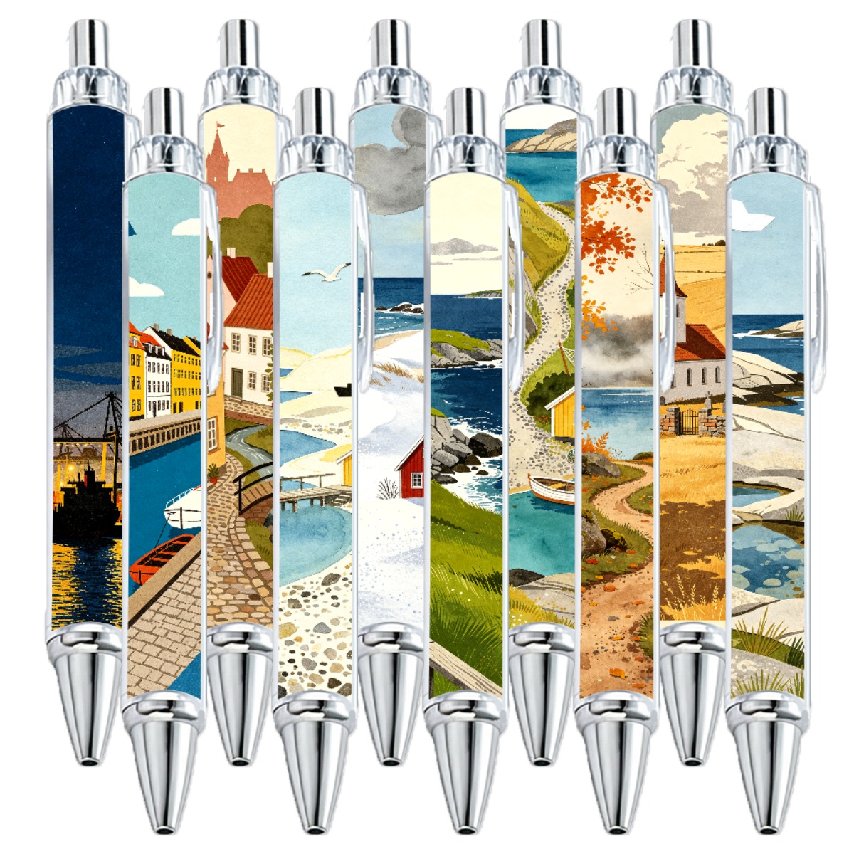 Danish Nature Scenery Series Push-Button Pens