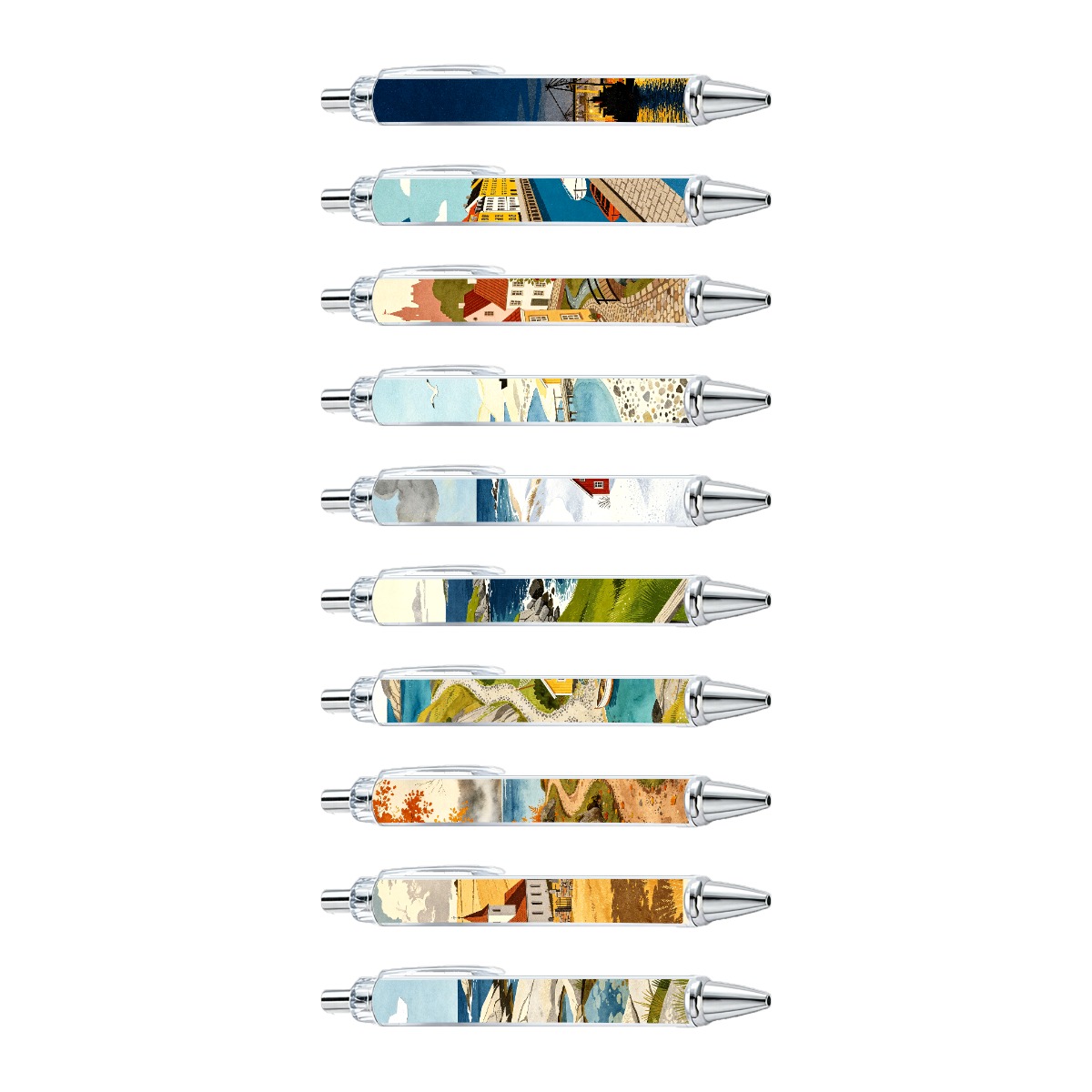 Danish Nature Scenery Series Push-Button Pens